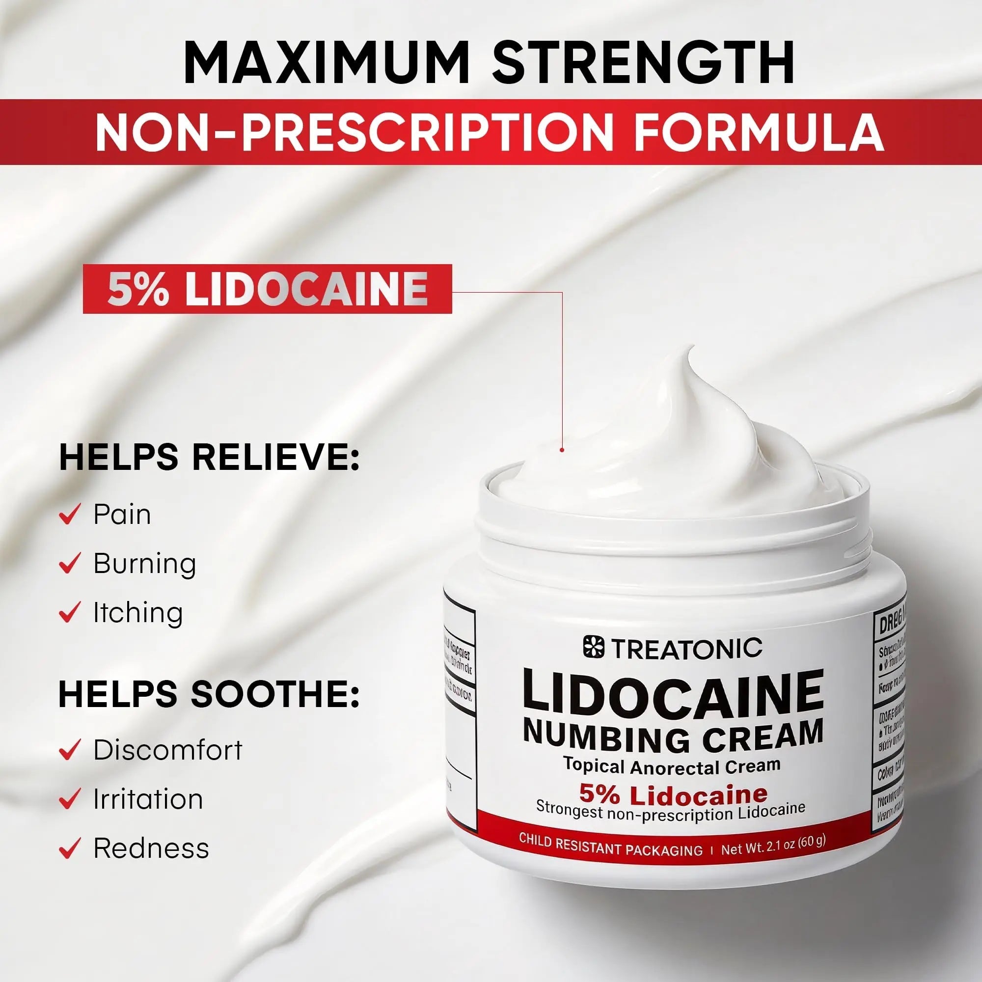 5% Lidocaine Topical Numbing Cream: Maximum Strength Topical Anesthetic Numb Cream for Pain Relief, Itching, Burning, Soreness, Hemorrhoid - Fast Acting & Long Lasting Numbing Formulation - 2.1 oz Treatonic buy supplements canada