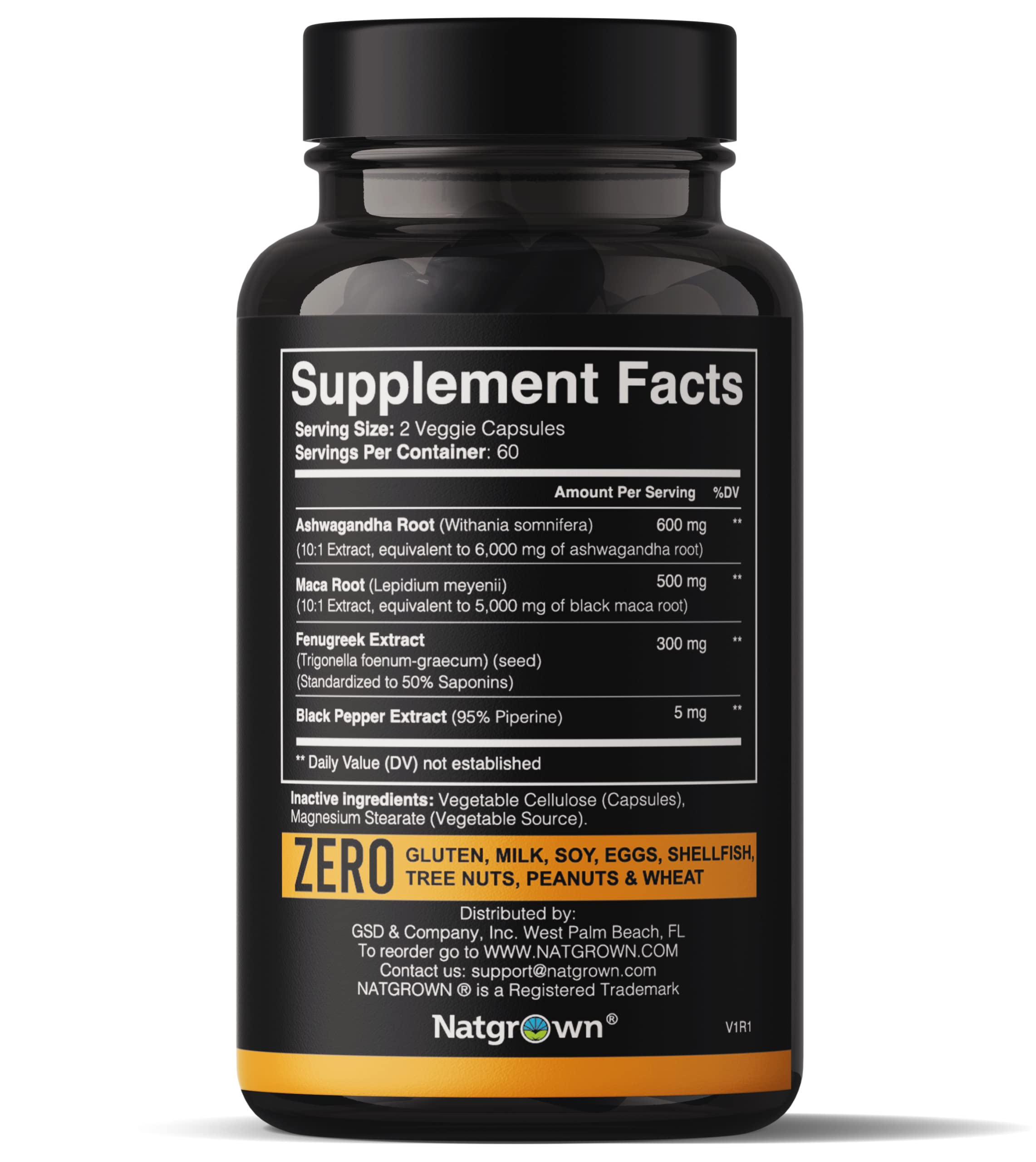 Natgrown Ashwagandha Maca Root Fenugreek Extract Capsules Supplement Natgrown buy supplements canada
