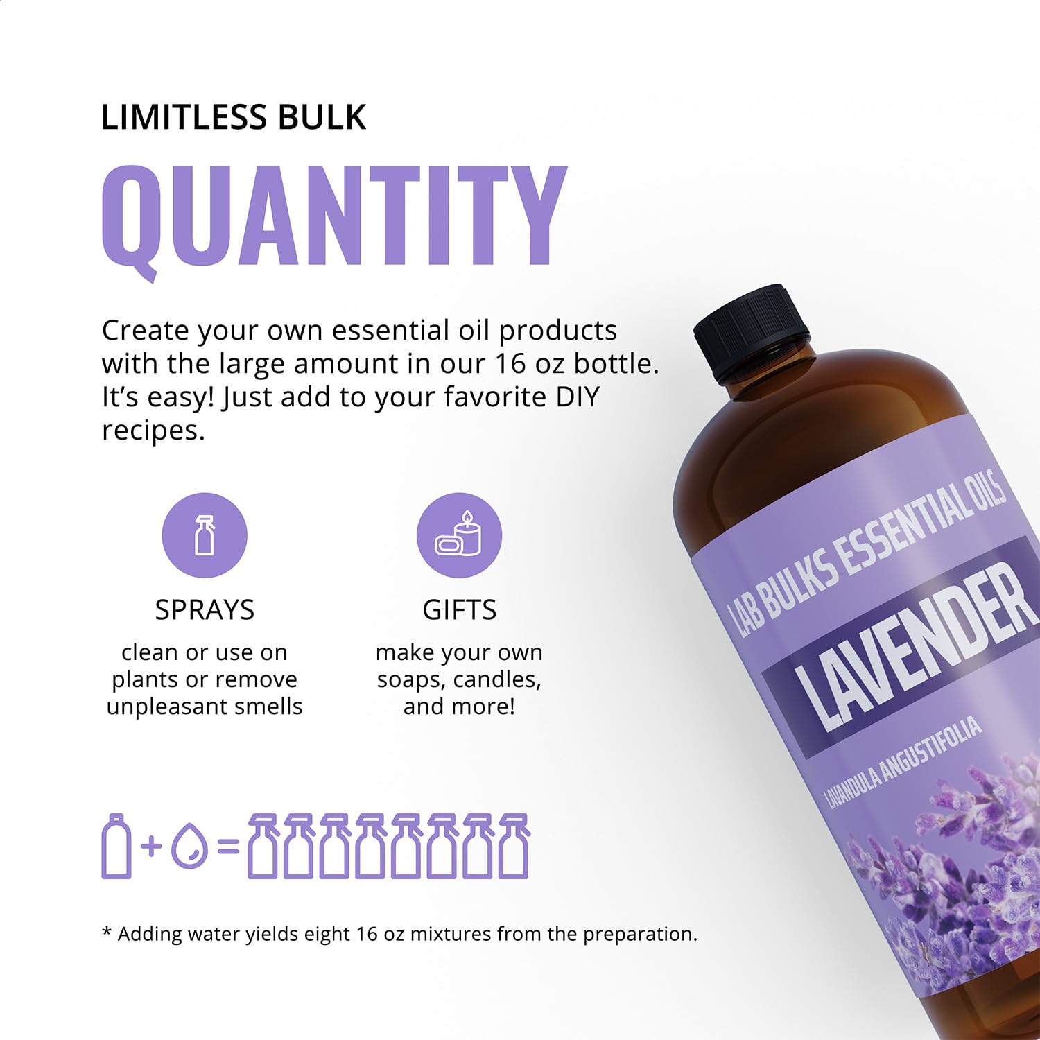 LAB BULKS ESSENTIAL OIL - Lavender Oil 16 Ounce Bottle for Diffusers, Home Care, Candles, Aromatherapy LAB BULKS ESSENTIAL OIL buy supplements canada