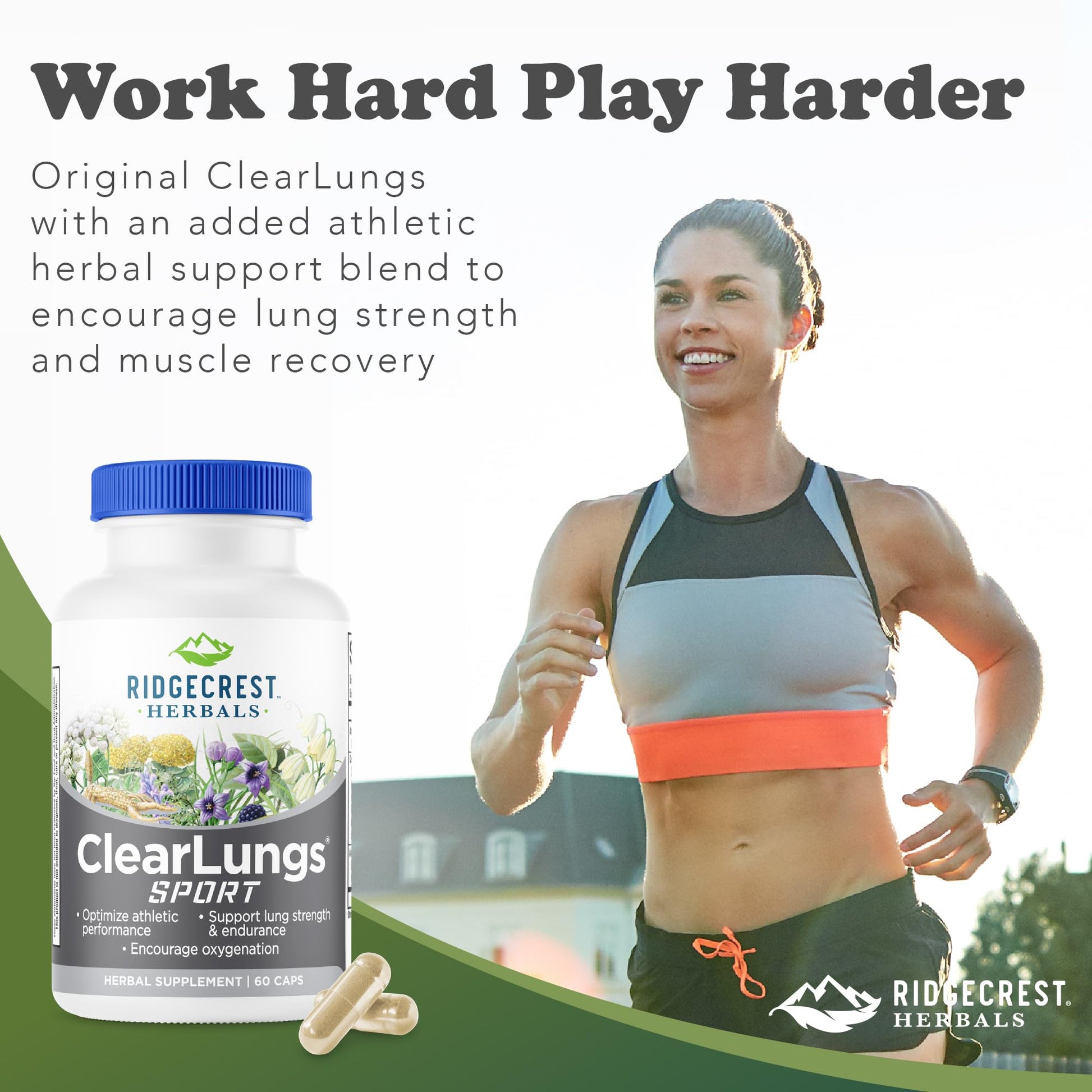 Ridgecrest Herbals ClearLungs Sport, Oxygen Intake and Lung Support Formula with Cordyceps, Rhodiola, Eleuthero (60 Vegan Caps, 30 Serv) RidgeCrest Herbals buy supplements canada