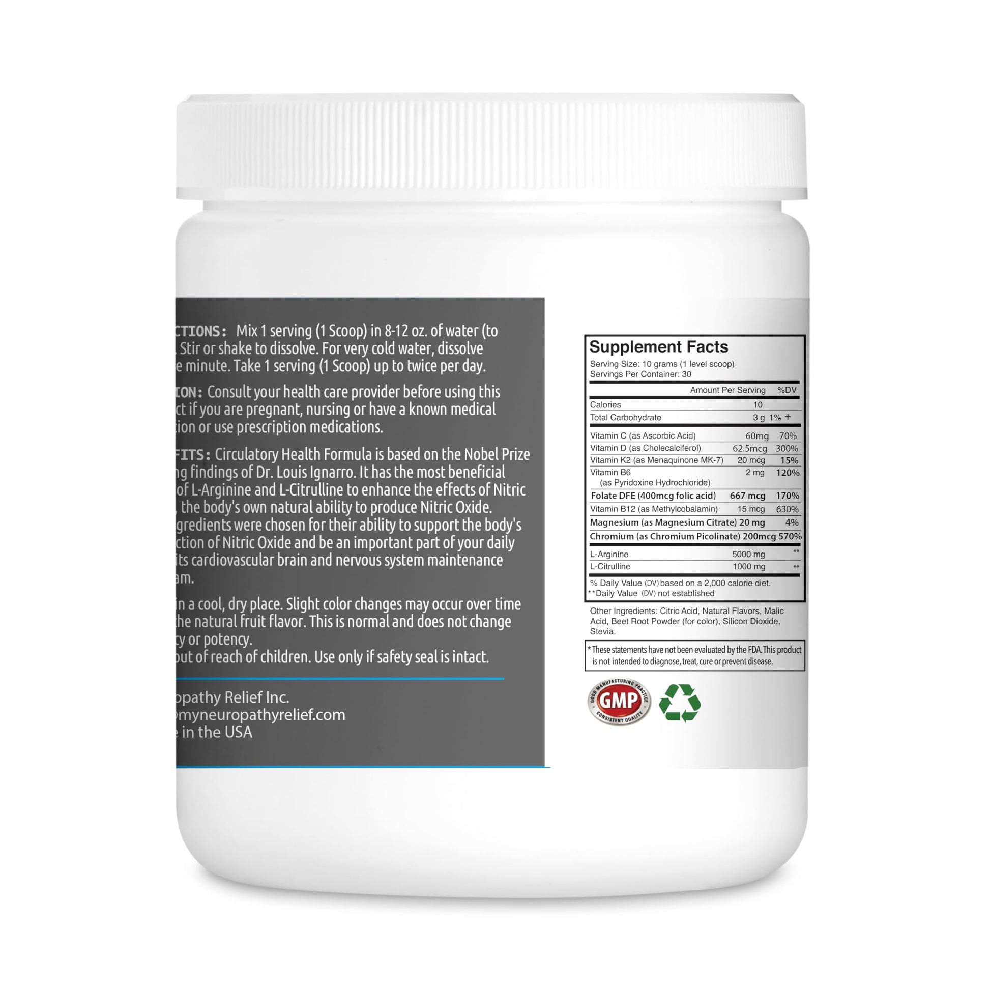 Neuropathy Relief - Circulatory Health Formula Nitric Oxide Booster - Berry Blend - L-Arginine Neuropathy Relief buy supplements canada