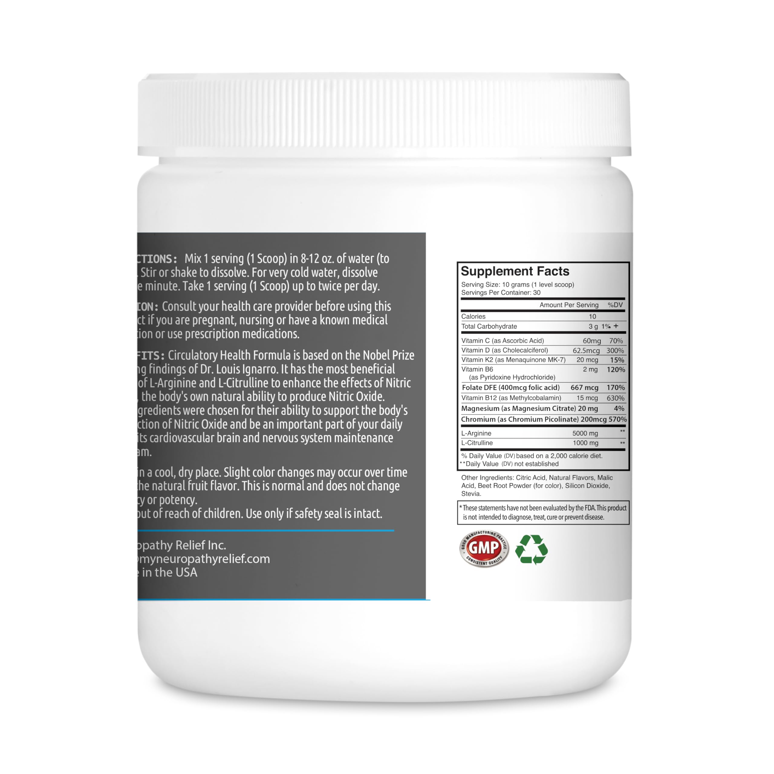 Neuropathy Relief - Circulatory Health Formula Nitric Oxide Booster - Berry Blend - L-Arginine Neuropathy Relief buy supplements canada