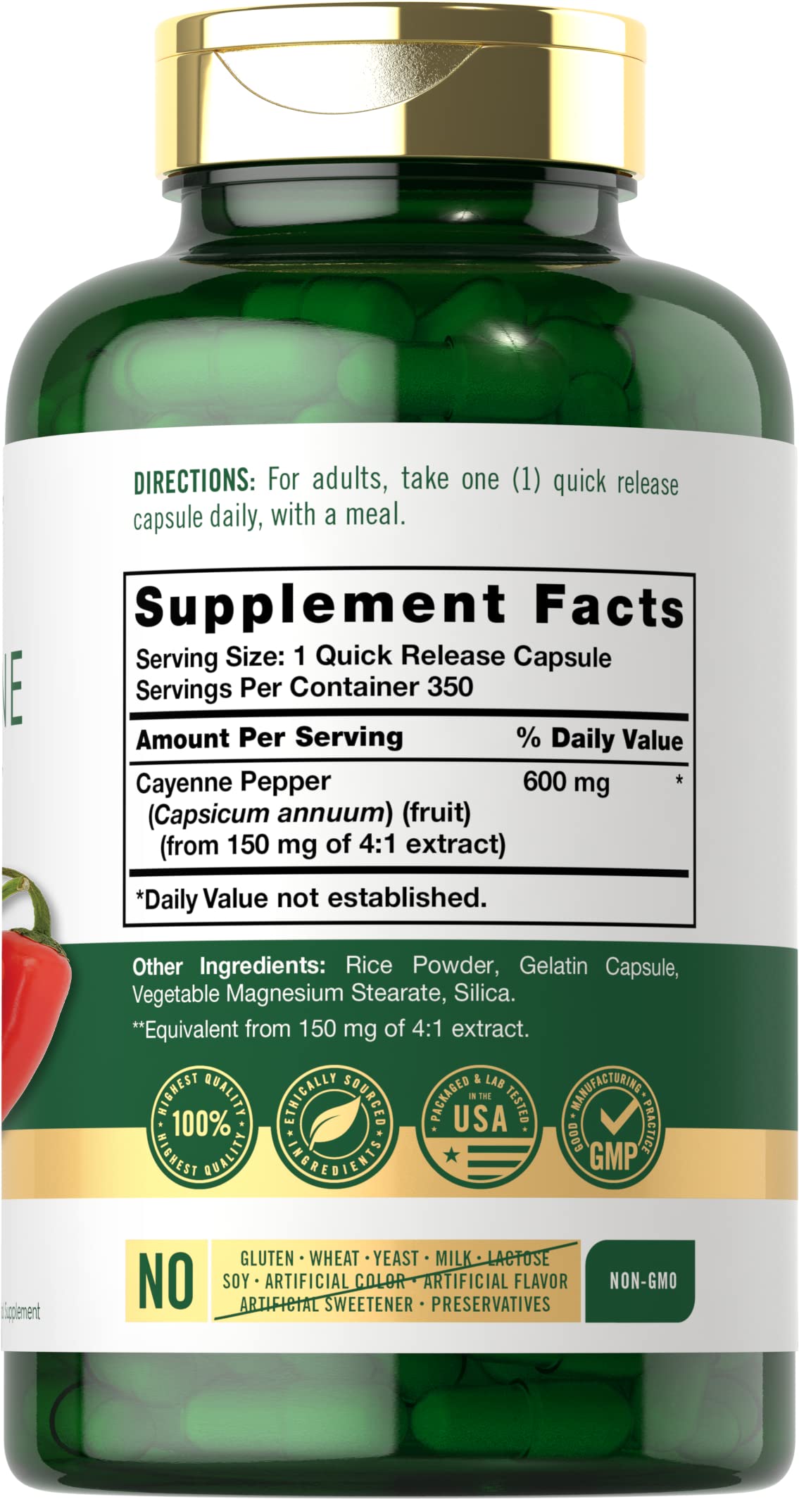 Carlyle Cayenne Pepper Capsules 600mg | 350 Pills | Non-GMO, Gluten Free Supplement Carlyle buy supplements canada