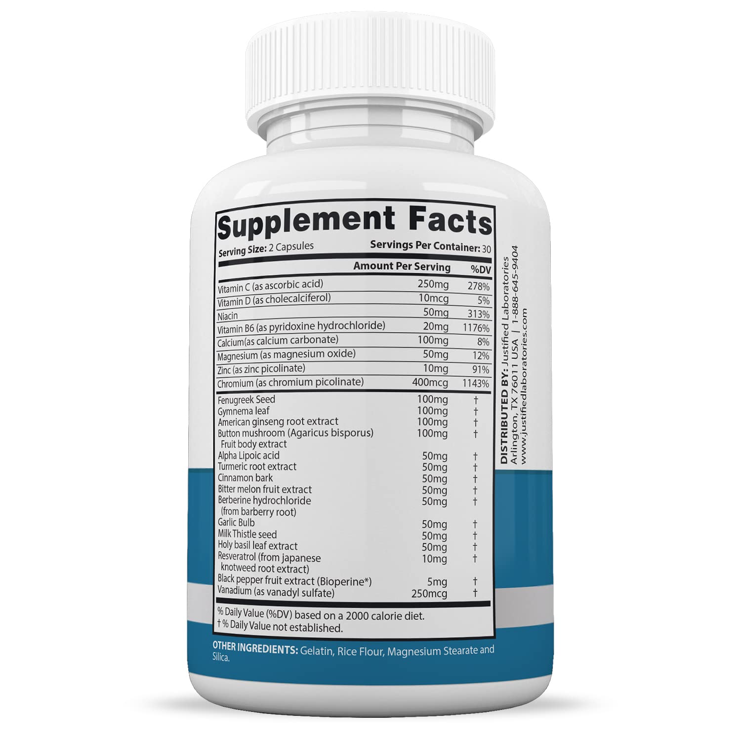 Justified Laboratories (5 Pack) Glucotrust Max 1295MG Formula Supplement Pills 300 cap Justified Laboratories buy supplements canada