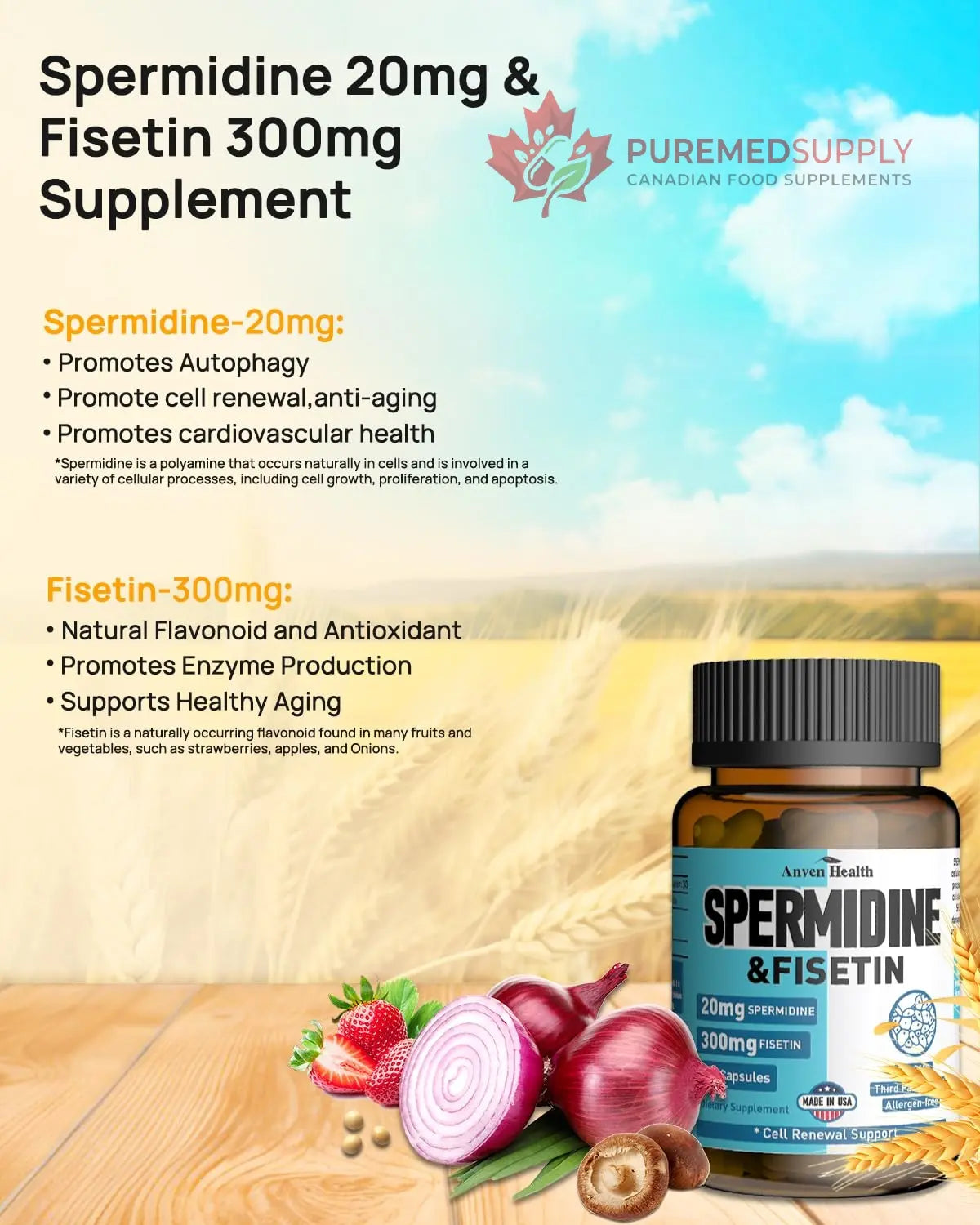 Spermidine 20mg + Fisetin 300mg + Akkermansia for Women丨Cellular Renewal, Metabolic & Gut Health Anven Health buy supplements canada
