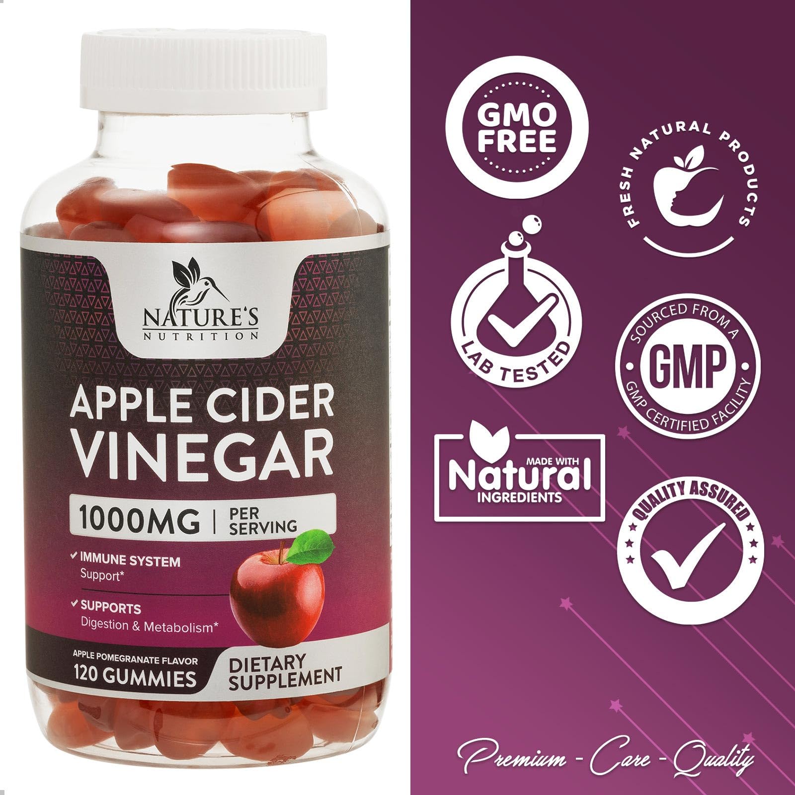 Nature's Nutrition Apple Vinegar Gummy for Weight Loss 1000mg - Vegan Apple Cider Vinegar Nature's Nutrition buy supplements canada