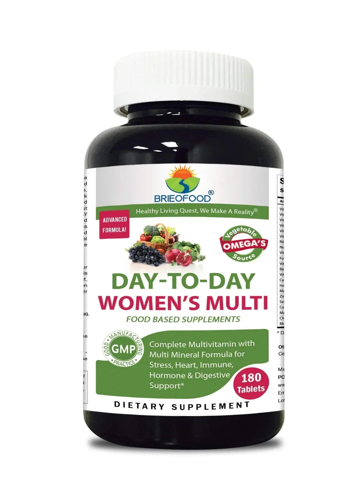 Briofood, Day-to-Day Food Based Women's Multi (180 Tablets) with Vegetable Source Omegas Brieofood buy supplements canada