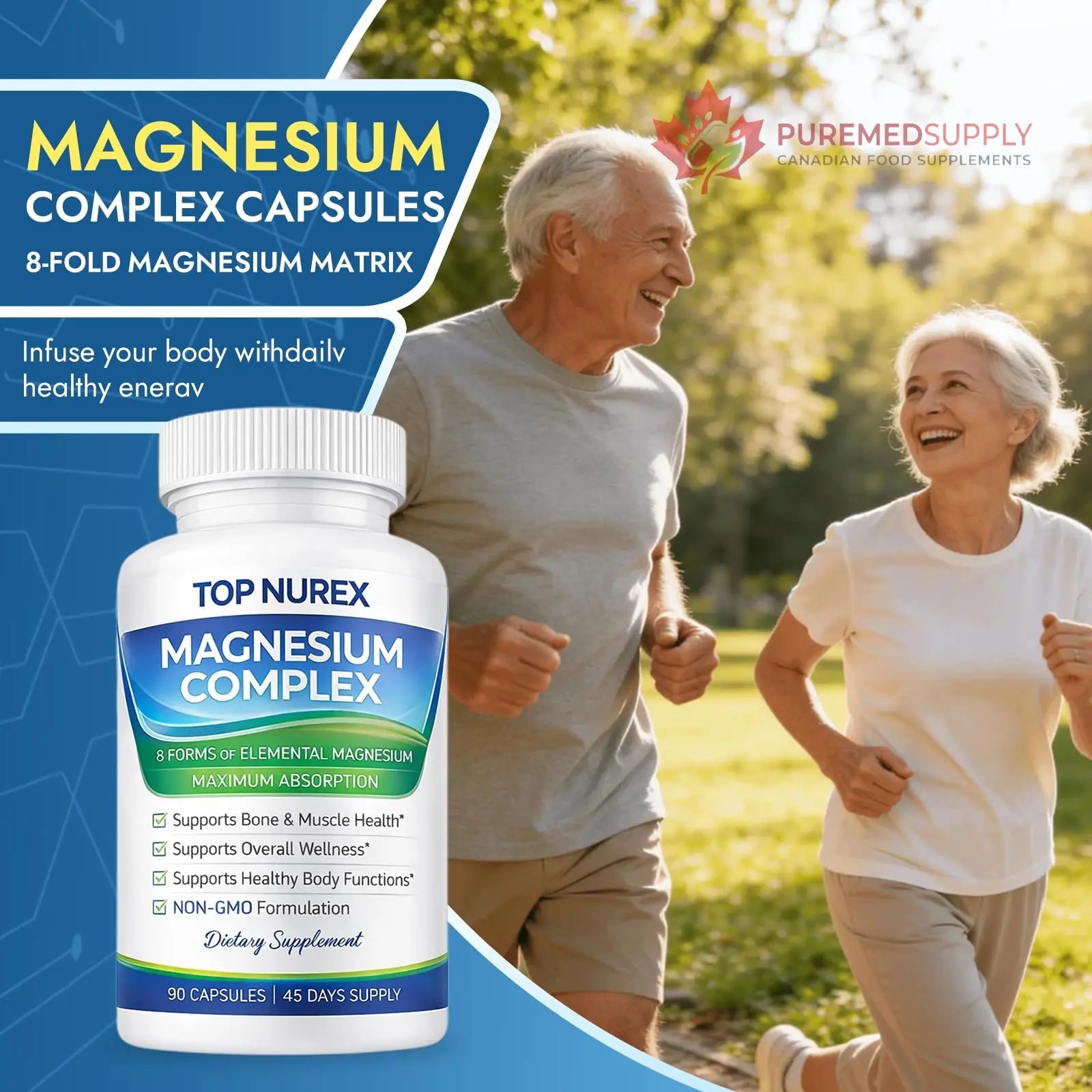 Top Nurex Magnesium Complex 1000 mg, 8-Source Magnesium Blend with Glycinate, Citrate, Malate & Taurate, Vegan Formula, Non-GMO, 90 Capsules Top Nurex buy supplements canada