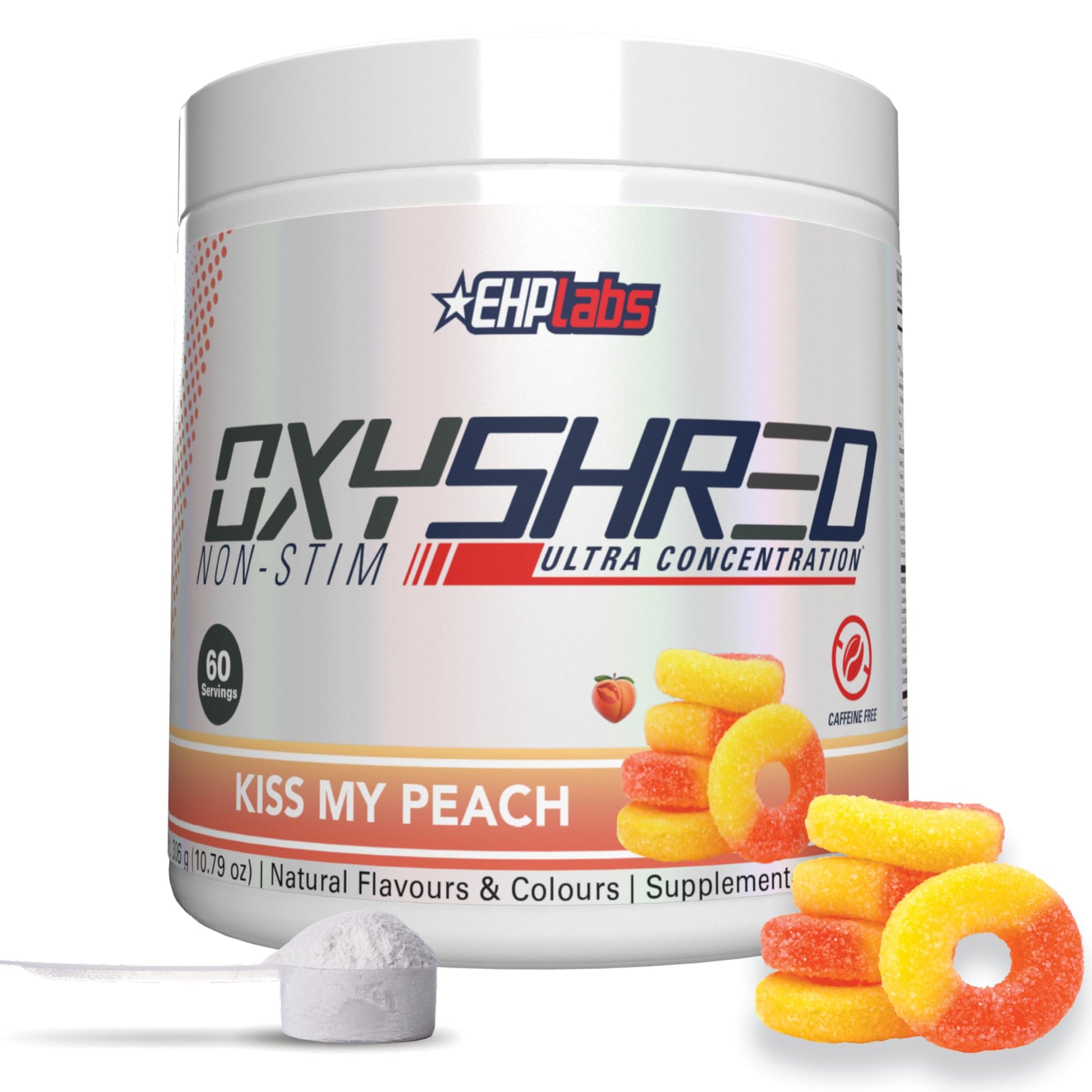 EHP Labs OxyShred Non Stimulant Pre Workout Powder - Stim Free Pre Workout, Caffeine Free Preworkout for Men & Women with L Glutamine & Acetyl L Carnitine - Peach, 60 Servings EHP Labs buy supplements canada