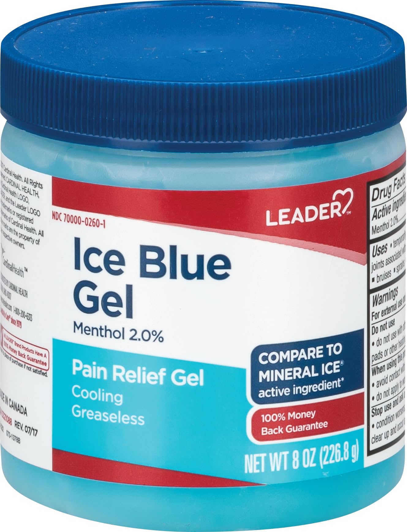 Leader Mineral Ice Blue Gel, Menthol 2%, Pain Relief Gel, Topical Analgesic, for Muscle Pain, Backache, Arthritis & Sport Injuries, for Adults and Kids 2+, Compare to Mineral Ice, 8 oz Leader buy supplements canada