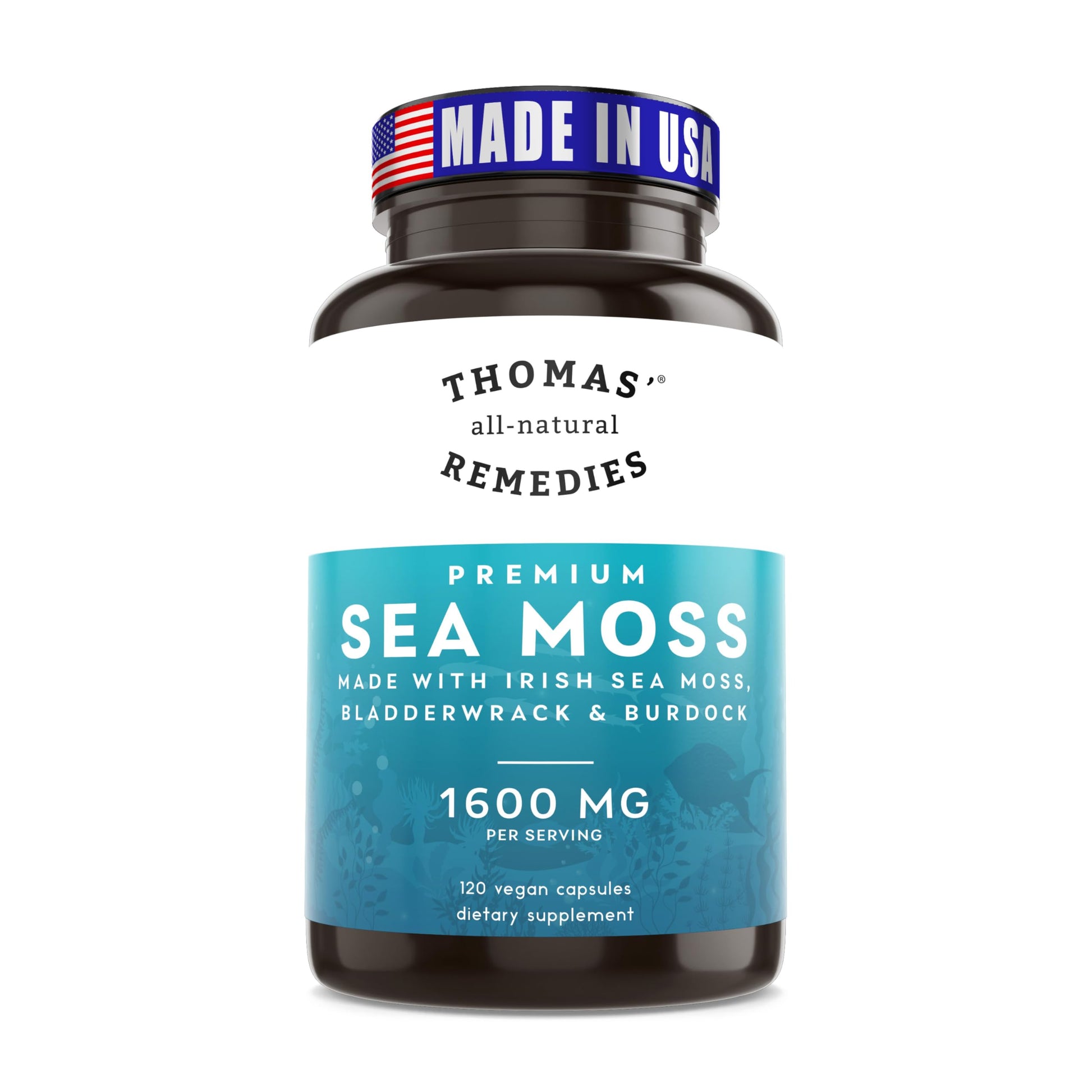 Thomas' all-natural Remedies Irish Sea Moss Capsules, Sea Moss with Bladderwrack & Burdock Root Organic for Gut Health, Digestion, Energy & Immune Support, 120 Seamoss Pills Thomas' all-natural Remedies buy supplements canada