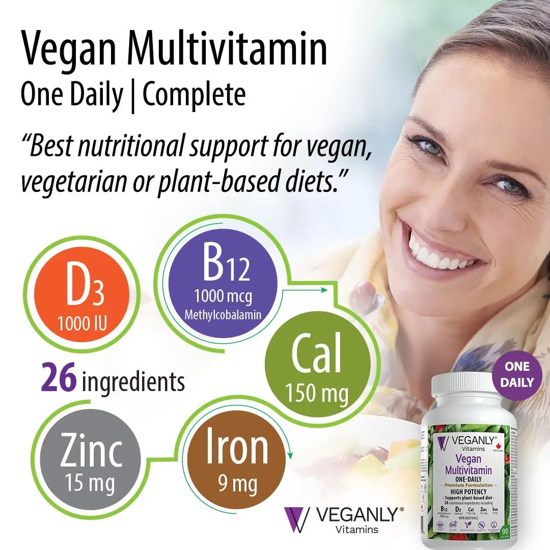 VEGANLY Vitamins Vegan Multivitamin One-Daily, (90 Veg Tablets). Complete Nutrition Support for Plant-Based, Vegan or Vegetarian Diets VEGANLY Vitamins buy supplements canada