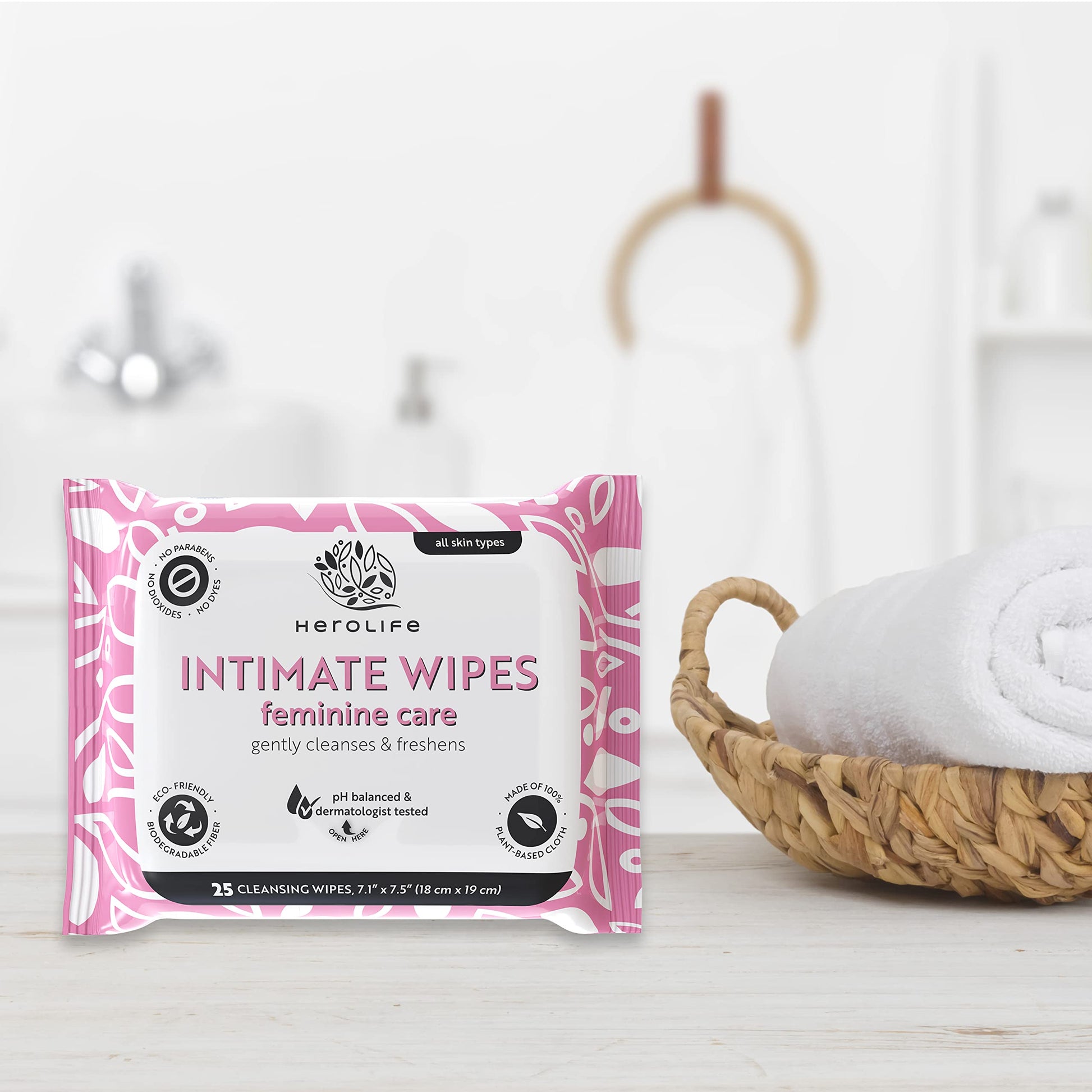 HEROLIFE Personal Wipes for Feminine Care, Single Use To Go, Plant-Based, 1 pack of 40 Single Herolife buy supplements canada