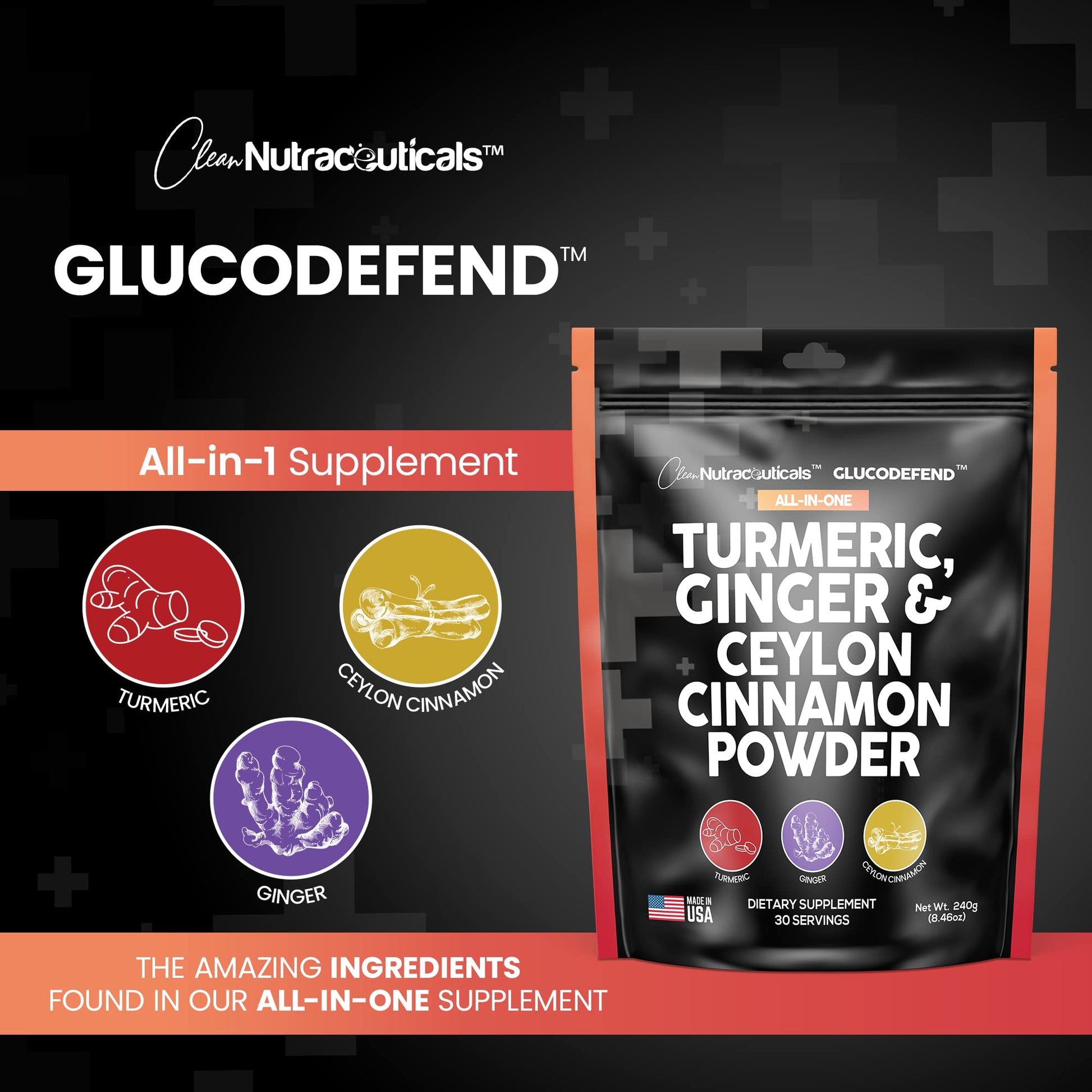 3in1 Turmeric Curcumin Ginger Root & Ceylon Cinnamon Powder Suppleme Clean Nutraceuticals buy supplements canada