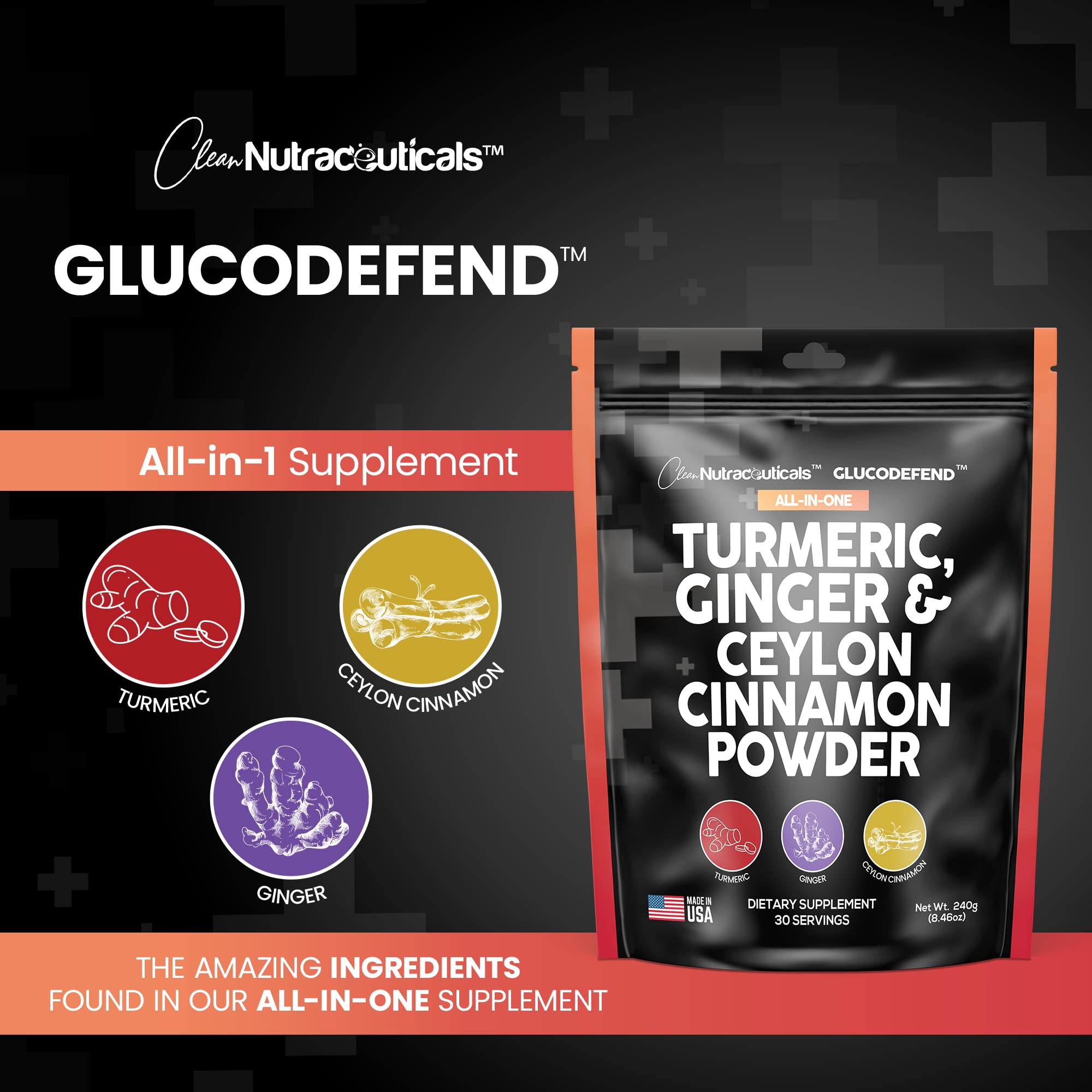 3in1 Turmeric Curcumin Ginger Root & Ceylon Cinnamon Powder Suppleme Clean Nutraceuticals buy supplements canada