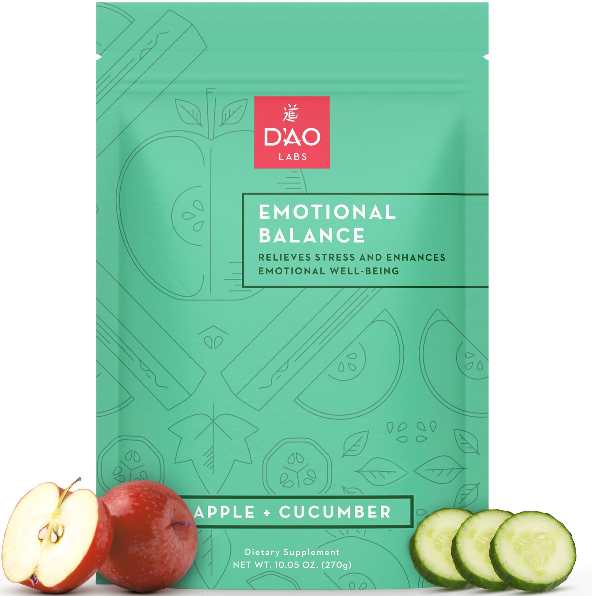 D'AO Labs Emotional Balance - Emotional Balance Powder - Calm & Stress Relief - Effervescent Powder with Apple-Cucumber Flavor - Xiao Yao San Traditional Chinese Herbal - 30 Individual Servings DAO Labs buy supplements canada