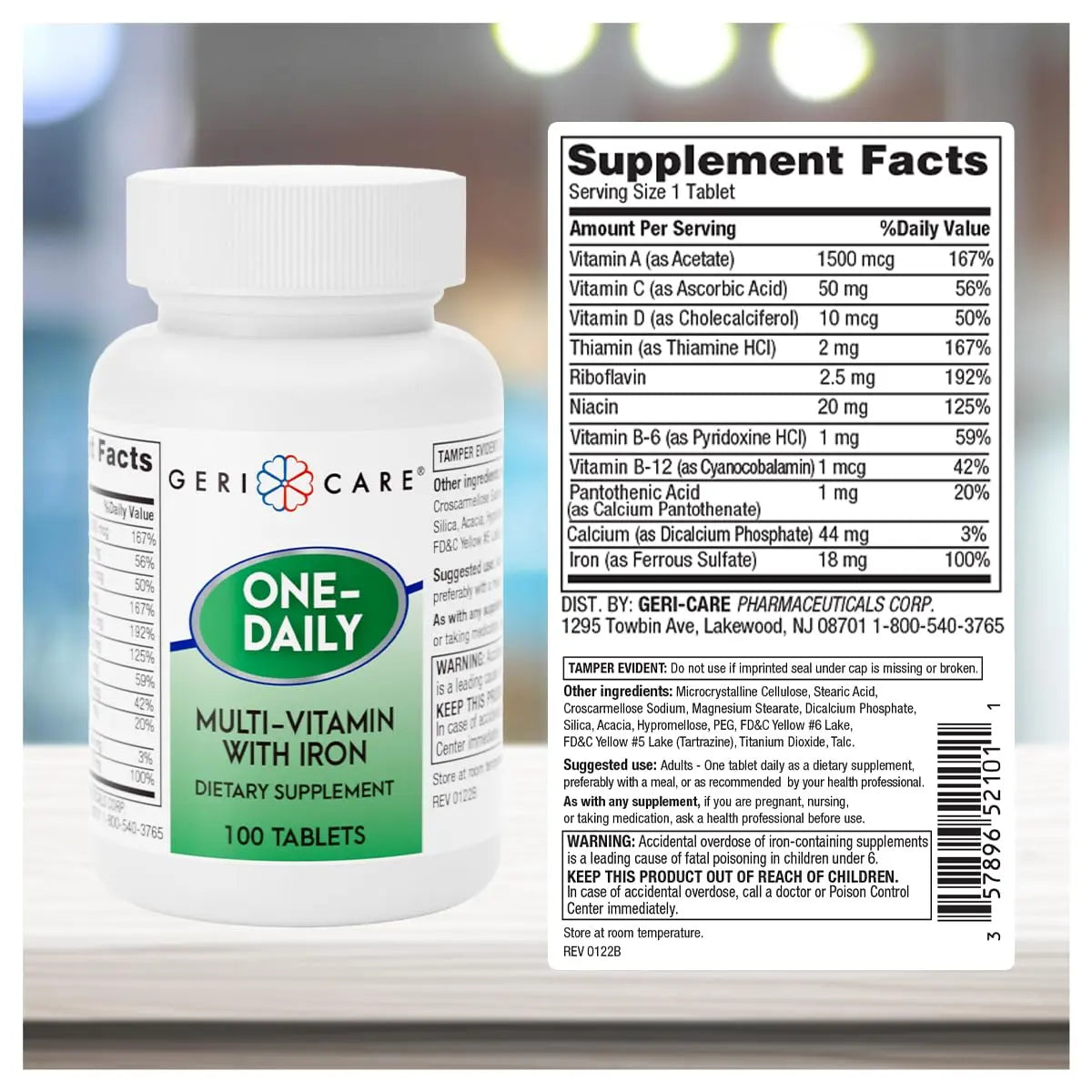 GeriCare One-Daily Multi-Vitamin with Iron Tablets,100 Count (Pack of 1) GeriCare buy supplements canada