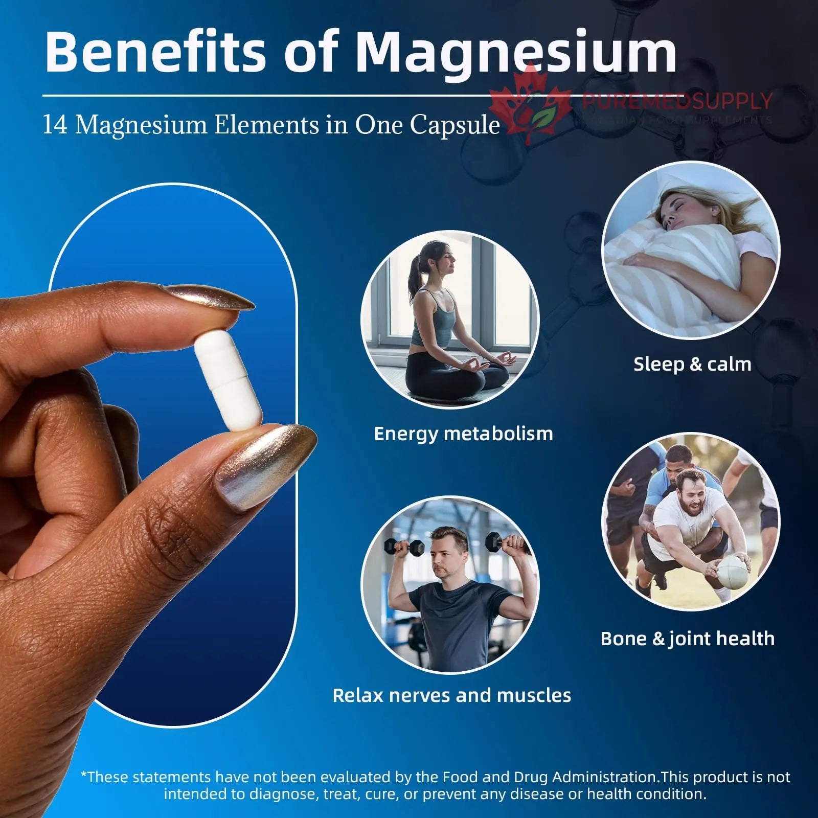 14-in-1 Magnesium Complex Supplement, 1200mg Elemental Magnesium Glycinate, Citrate, Malate, Taurate - Magnesium Complex for Women Nerves, Bone & Heart Health | Non-GMO GrthNutr buy supplements canada