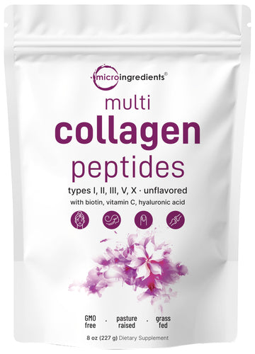 Micro Ingredients Multi Collagen Peptides Powder, 8oz – Hydrolyzed Type I,II,III,V,X with Biotin, Hyaluronic Acid, Vitamin C – Unflavored Collagen for Women & Men, Easy Dissolve, 20 Servings Micro Ingredients buy supplements canada