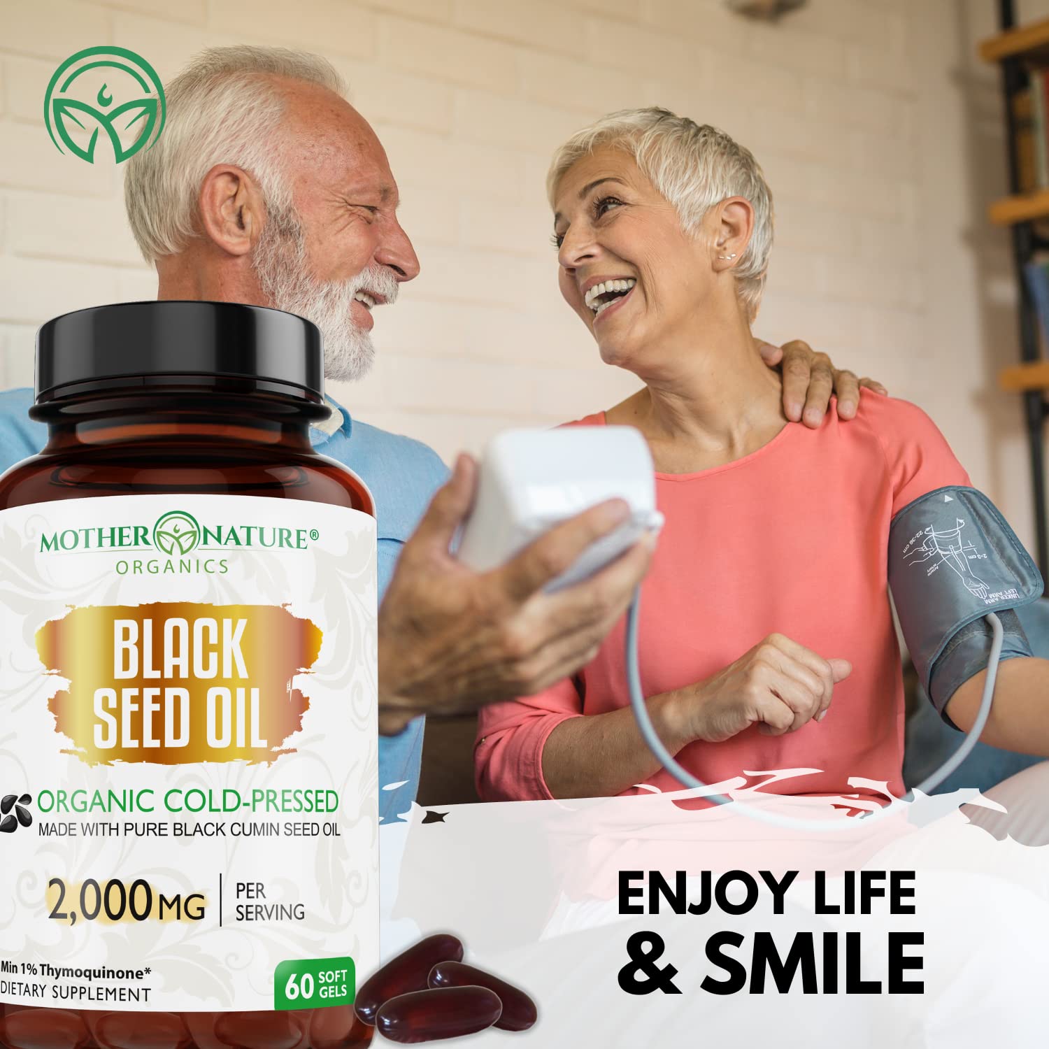 Organic Black Seed Oil 2000mg - 60 Softgel Capsules (Non-GMO) Premium Cold-Pressed Mother Nature Organics Superfoods for Organic Living buy supplements canada