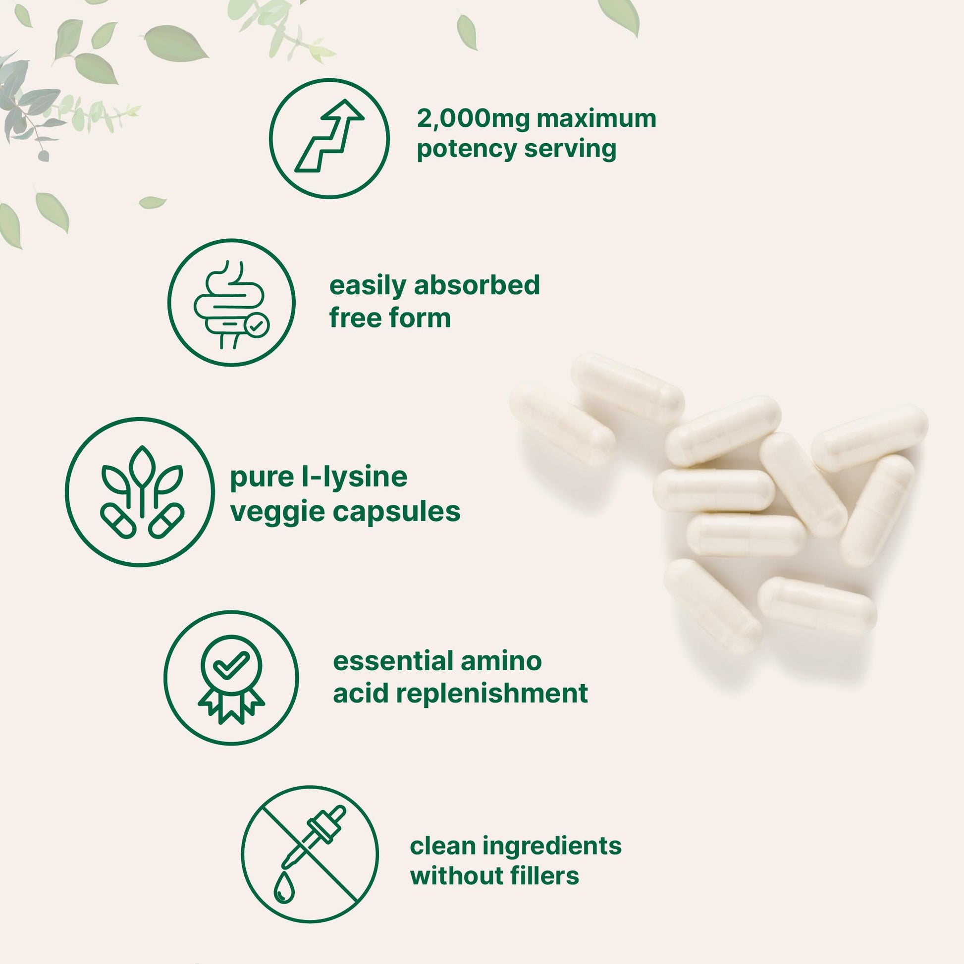 Pure L-Lysine 2,000mg, 300 Veggie Capsules | Maximum Potency, Easily Absorbed, Free Form | Essential Amino Acid for Collagen, Lip, & Immune Support Micro Ingredients buy supplements canada
