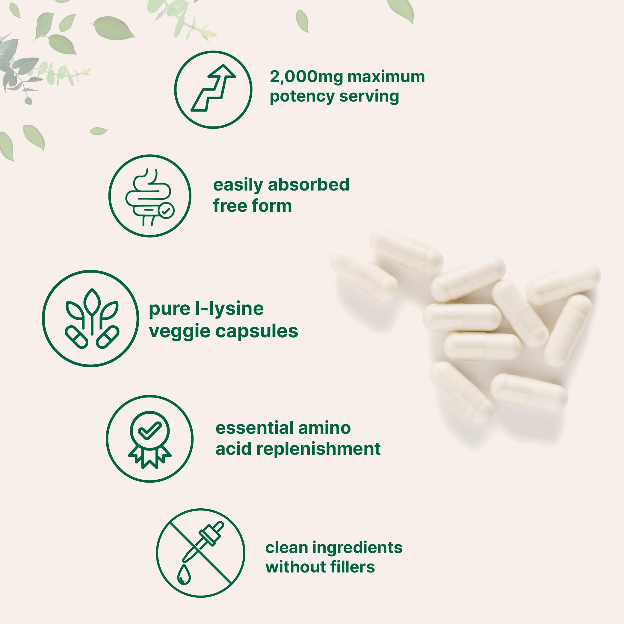 Pure L-Lysine 2,000mg, 300 Veggie Capsules | Maximum Potency, Easily Absorbed, Free Form | Essential Amino Acid for Collagen, Lip, & Immune Support Micro Ingredients buy supplements canada