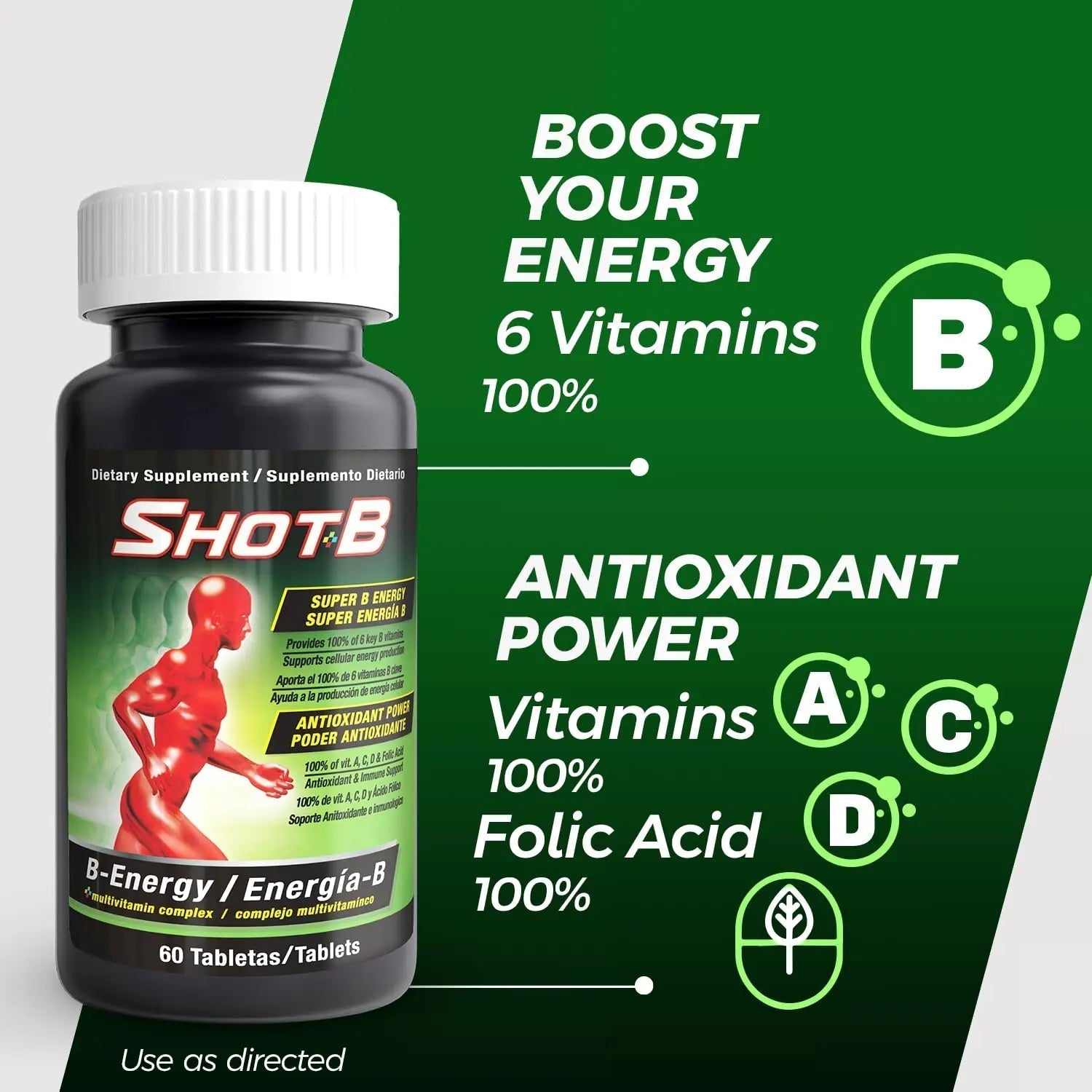 Shot B Multivitamin Complex, B-Energy, Vitamin B Complex with Antioxidant Support, B Complex Vitamins with A, C, D, E & Folic Acid Shot B buy supplements canada