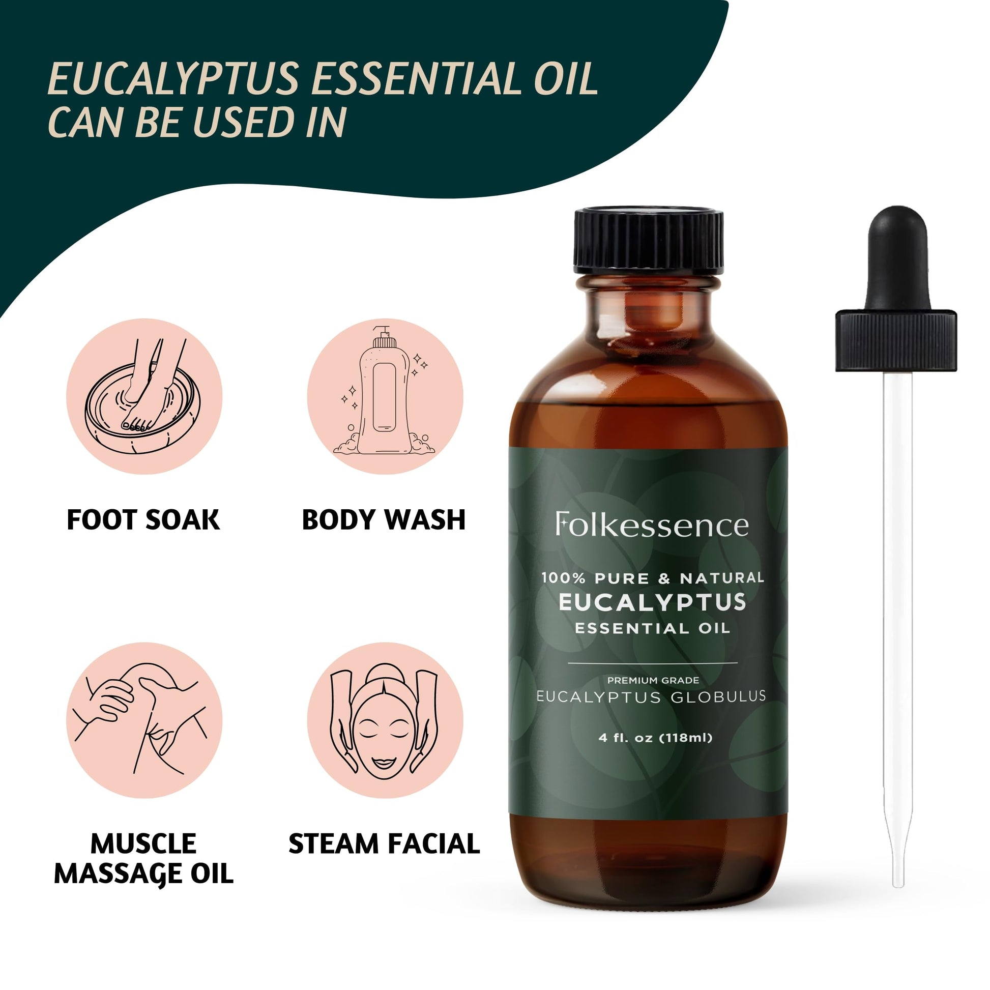 Folkulture Eucalyptus Essential Oil for Diffuser - 4 Fl Oz - 100% Pure, Natural and Undilluted Essential Oil Folkulture buy supplements canada