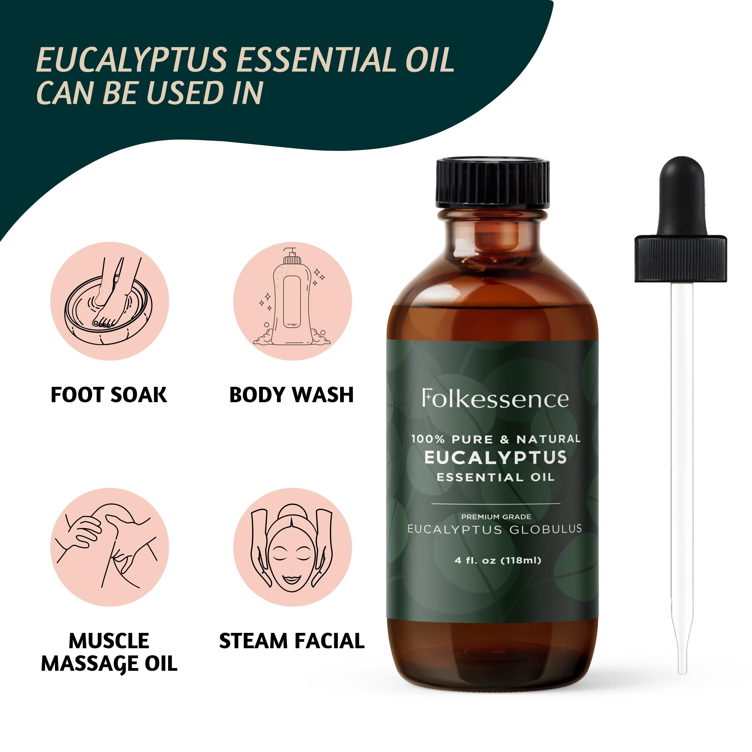 Folkulture Eucalyptus Essential Oil for Diffuser - 4 Fl Oz - 100% Pure, Natural and Undilluted Essential Oil Folkulture buy supplements canada