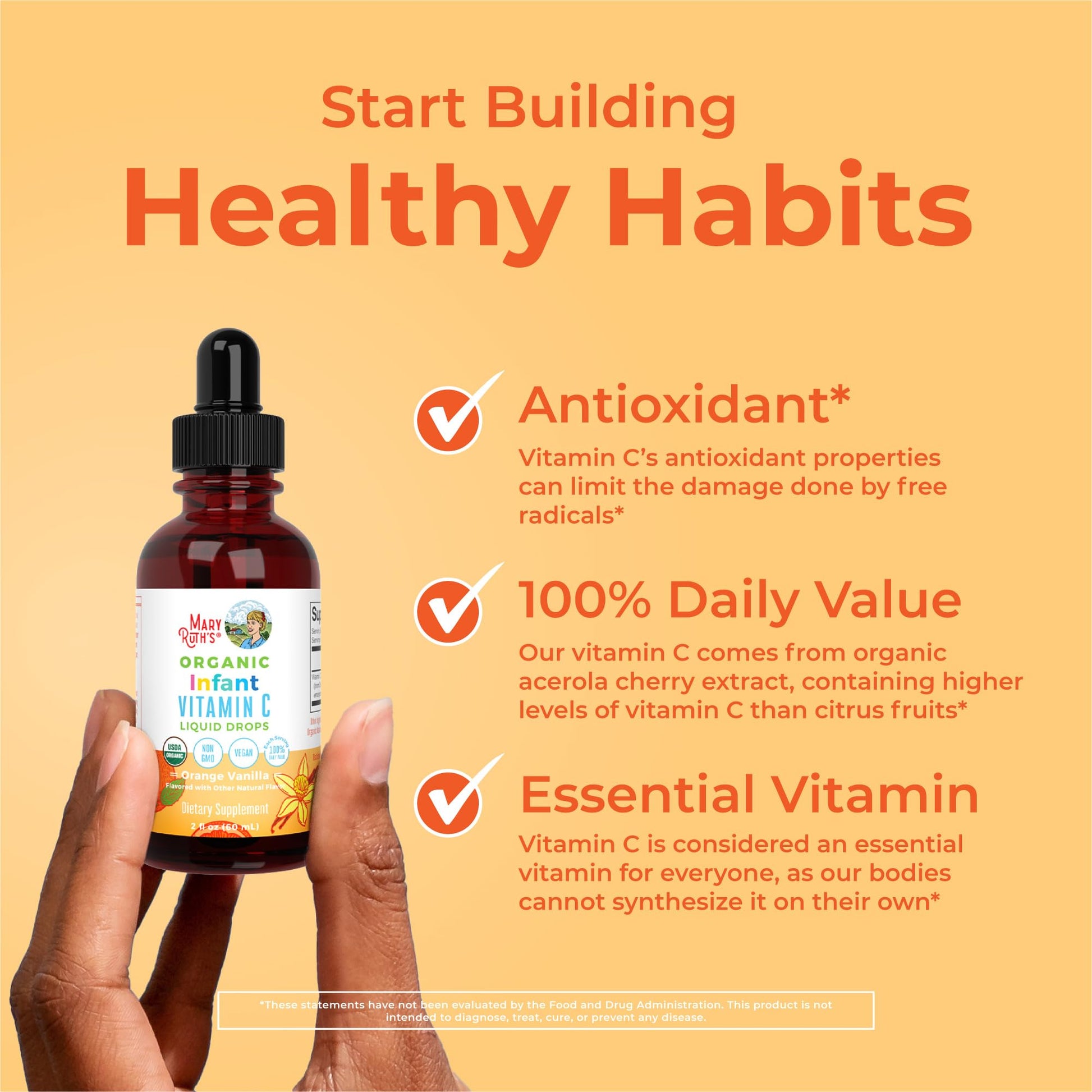 MaryRuth Organics Infant & Baby Vitamin C Supplement | USDA Organic Vitamin C Liquid Drops for Infants | Ages 6-12 Months | Immune Support | Overall Health | Vegan | Non-GMO | Gluten Free | 2 Fl Oz MARYRUTH'S buy supplements canada