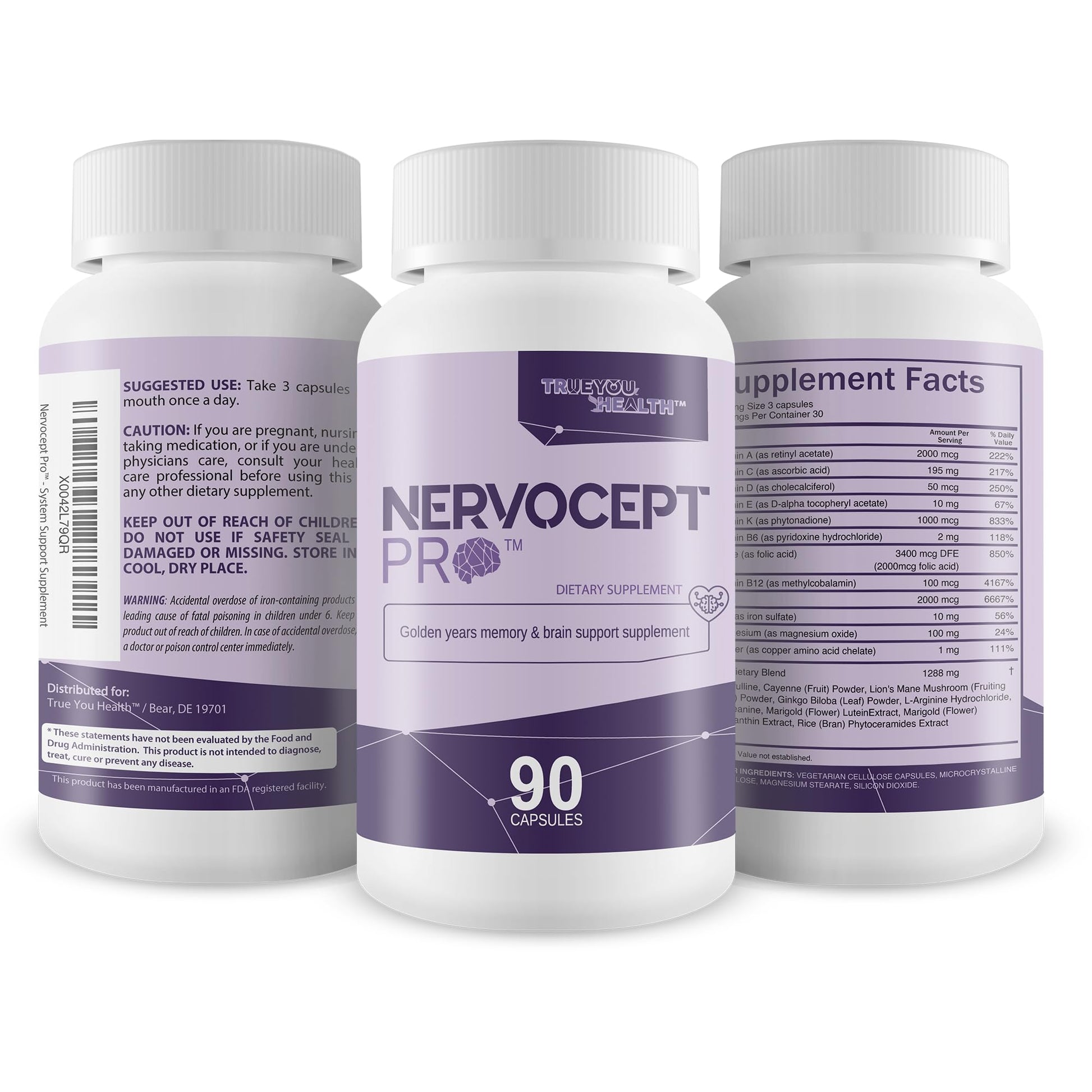Nervocept Pro - Our Best Nerve Support Capsules - Lions Mane, Magnesium, Vitamin B For Nerve Repair - Vitamin D for Nerves - Lions Mane Memory & Nerve Support - Vitamin B12 Nerve Support True You Health buy supplements canada