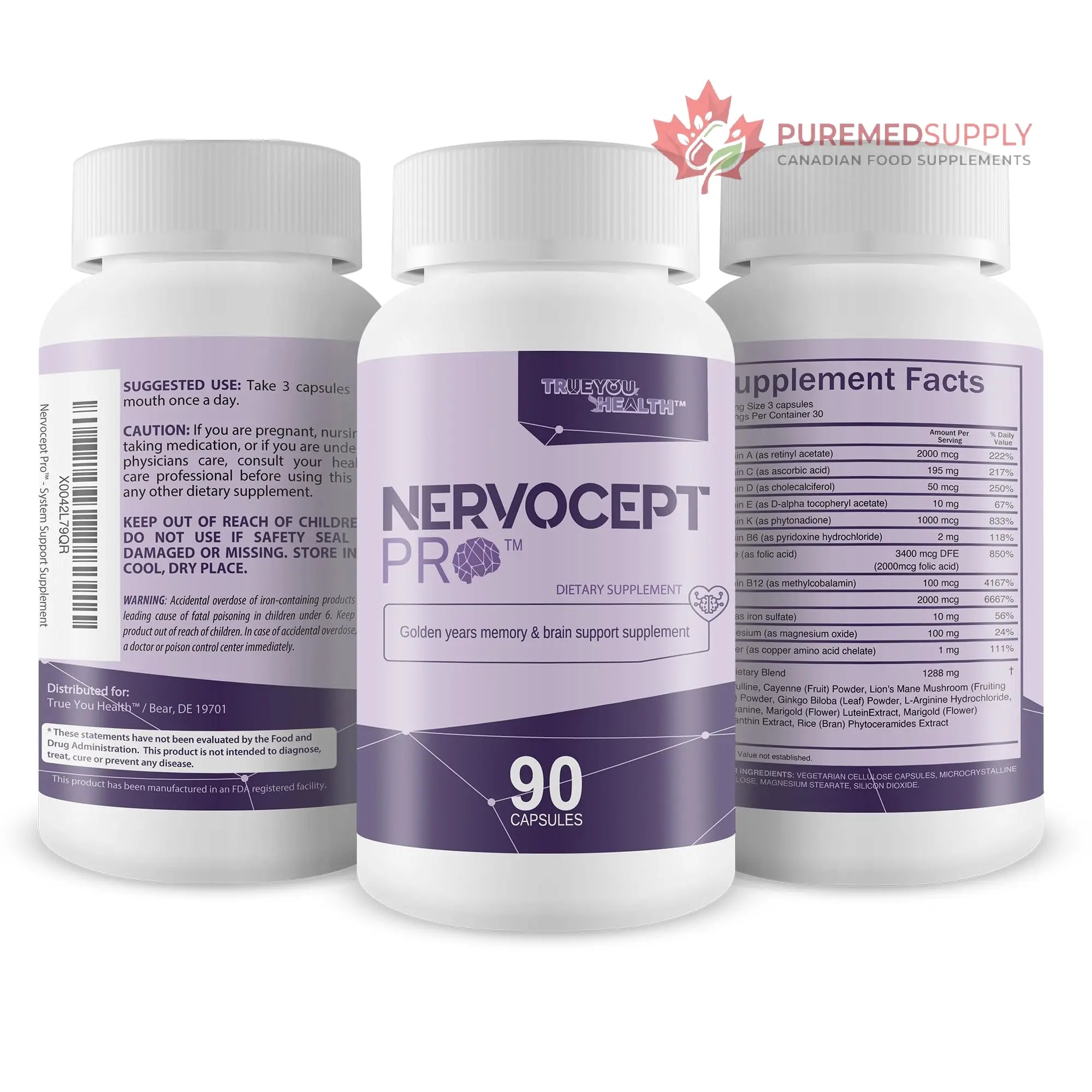 Nervocept Pro - Our Best Nerve Support Capsules - Lions Mane, Magnesium, Vitamin B For Nerve Repair - Vitamin D for Nerves - Lions Mane Memory & Nerve Support - Vitamin B12 Nerve Support True You Health buy supplements canada