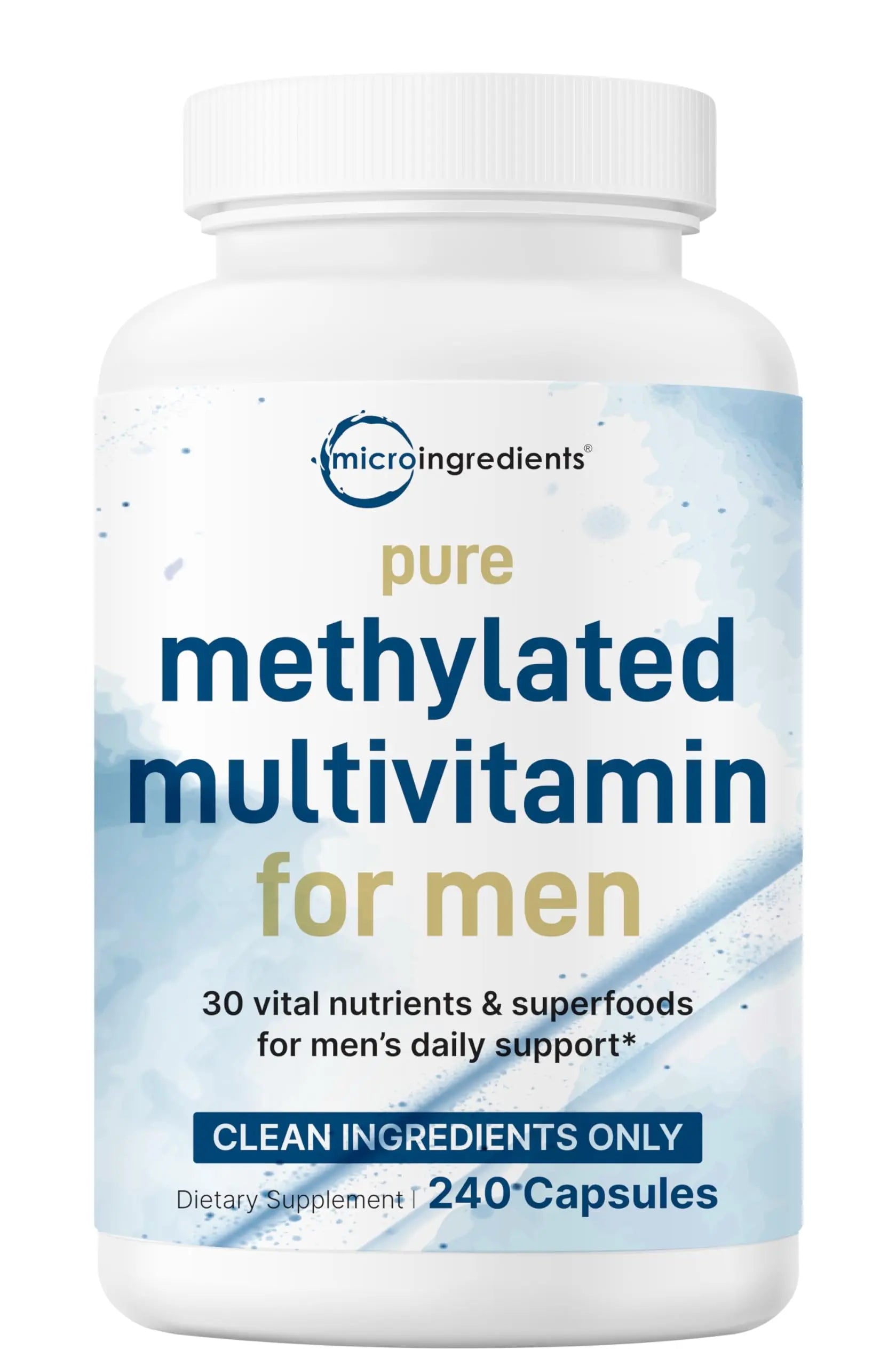 Pure Methylated Multivitamin for Men, 240 Capsules | 30 Key Nutrients with Vitamin C, D, E, B Complex + Methylfolate Micro Ingredients buy supplements canada