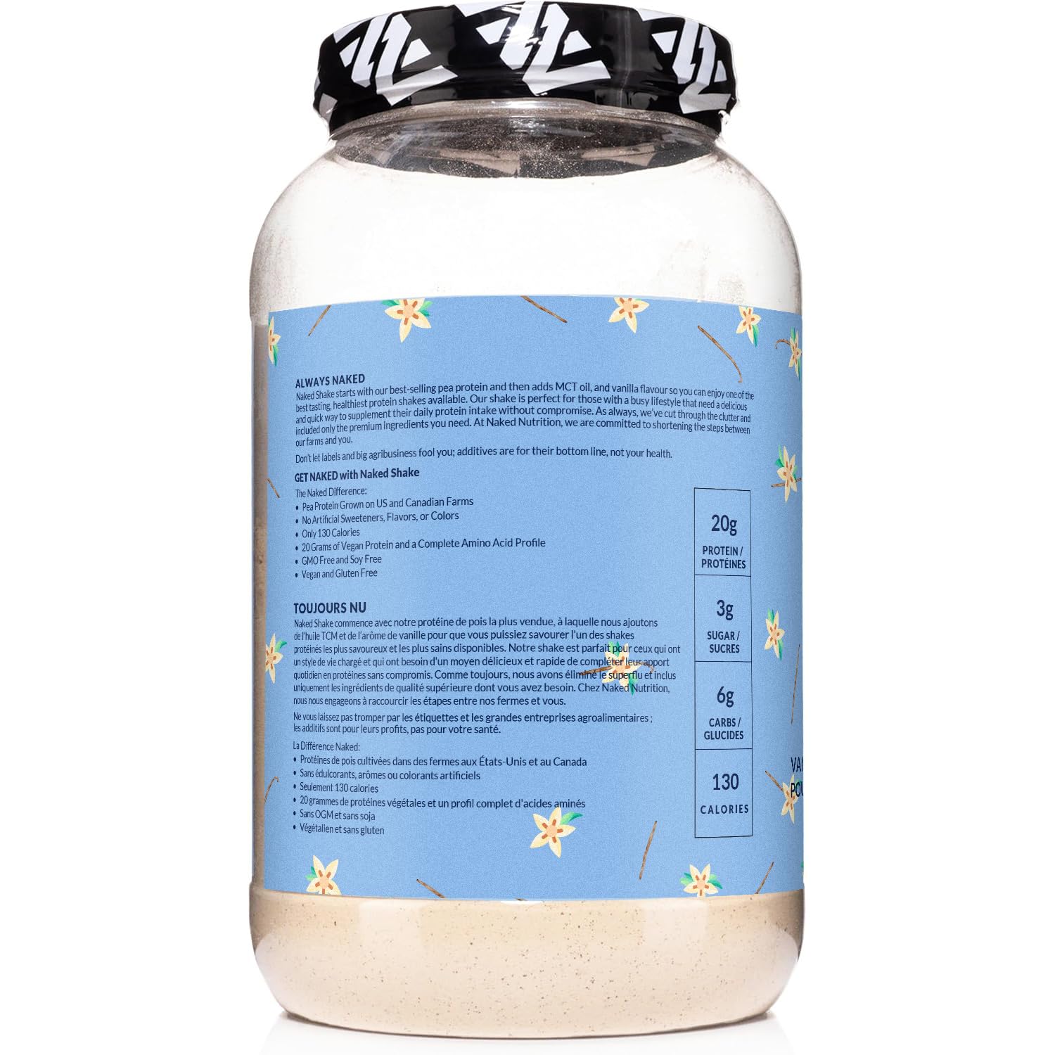 NAKED Shake - Vanilla Protein Powder - Plant Based Protein Shake with Mct Oil, NSF Certified, Gluten-Free, Soy-Free, No Gmos Or Artificial Sweeteners - 30 Servings NAKED buy supplements canada