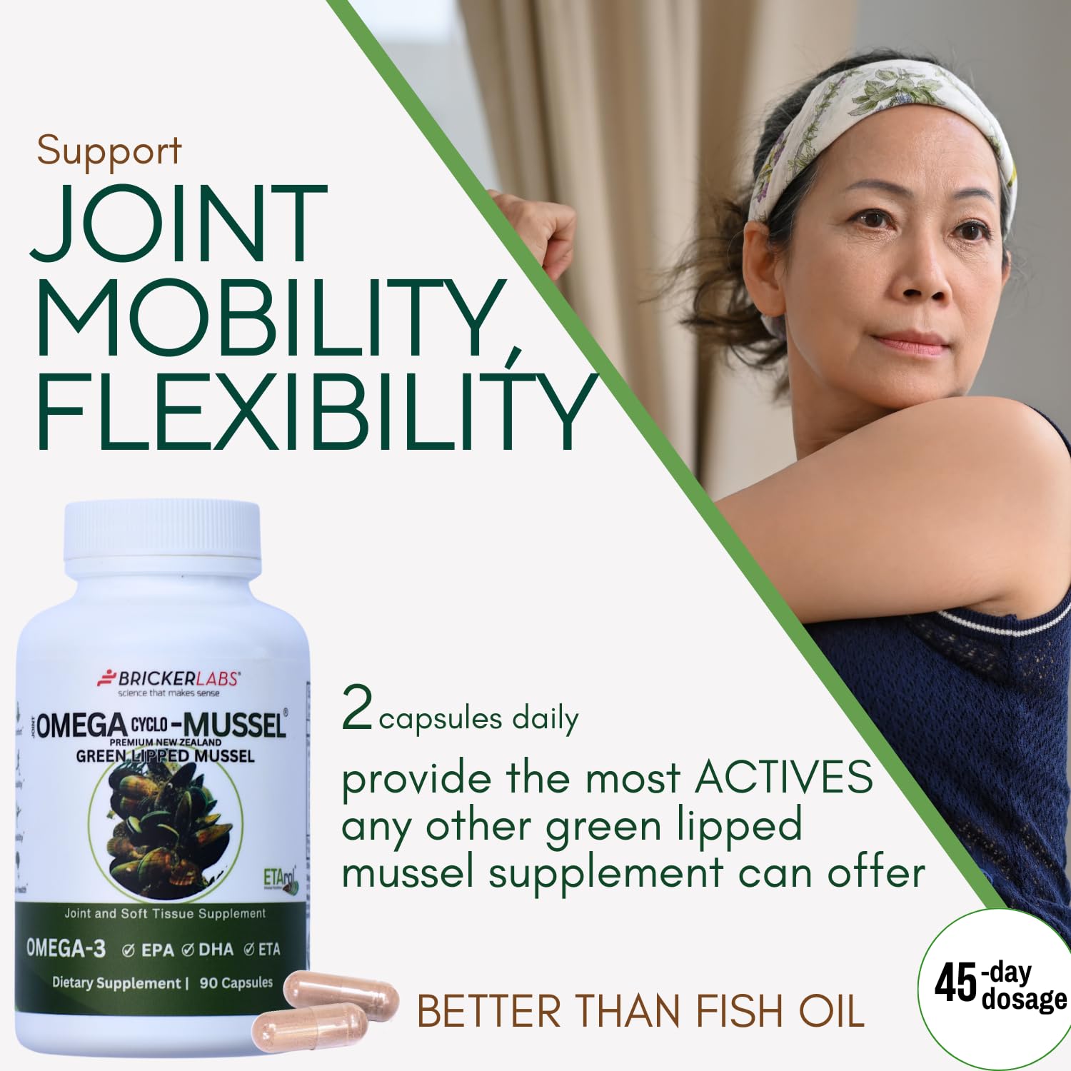 Bricker Labs Omega Cyclo - Mussel Joint Health Supplement, Premium New Zealand Green Lipped Mussel, Full Spectrum Omega Joint Supplements for Joint Health and Comfort, 90 Capsules Bricker Labs buy supplements canada
