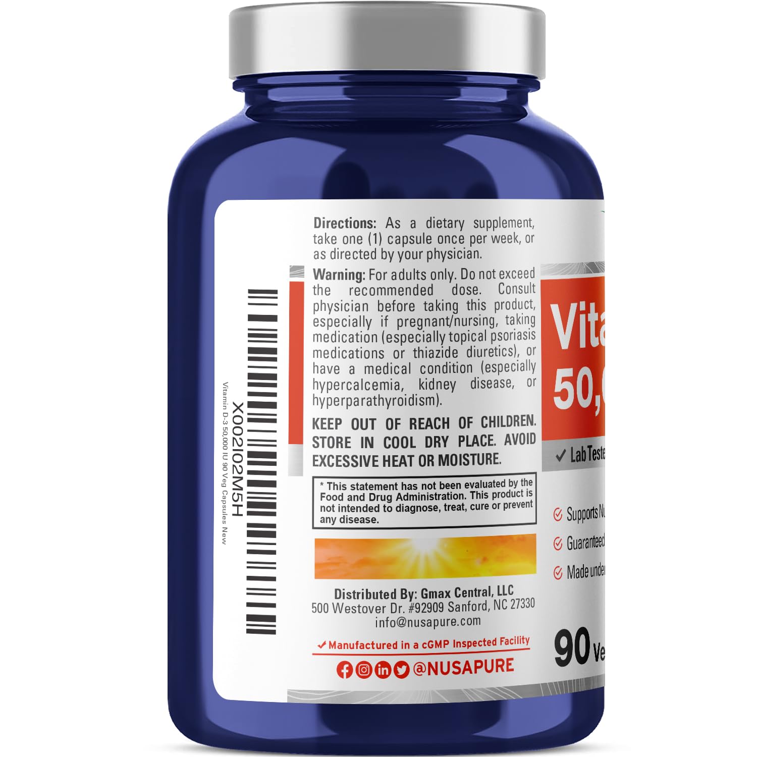 NusaPure Vitamin D3 50,000 IU 90 Veggie Capsules (Non-GMO & Vegan) NusaPure buy supplements canada