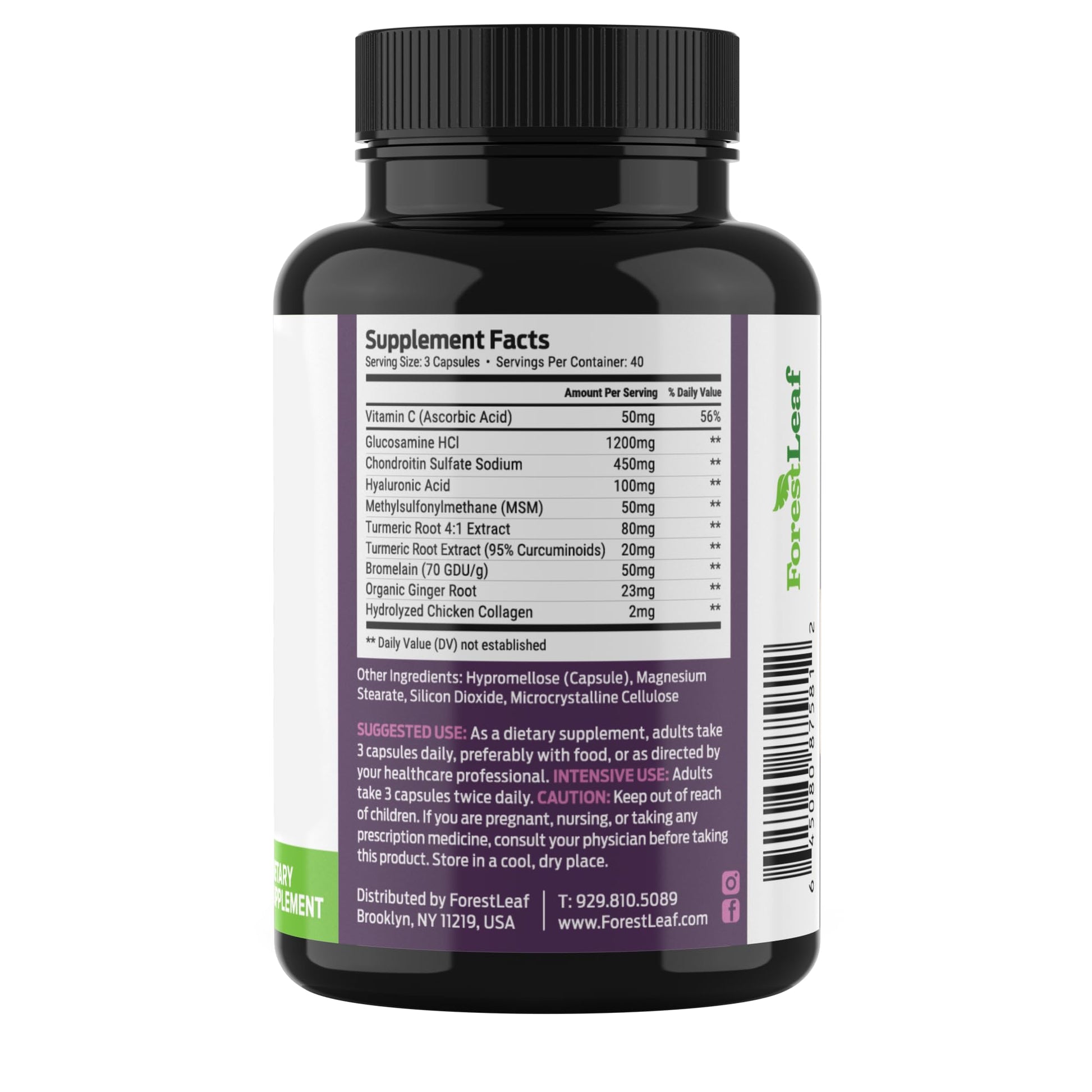 ForestLeaf Glucosamine Chondroitin MSM Joint Supplement Complex - 1200mg - 120 Caps ForestLeaf buy supplements canada