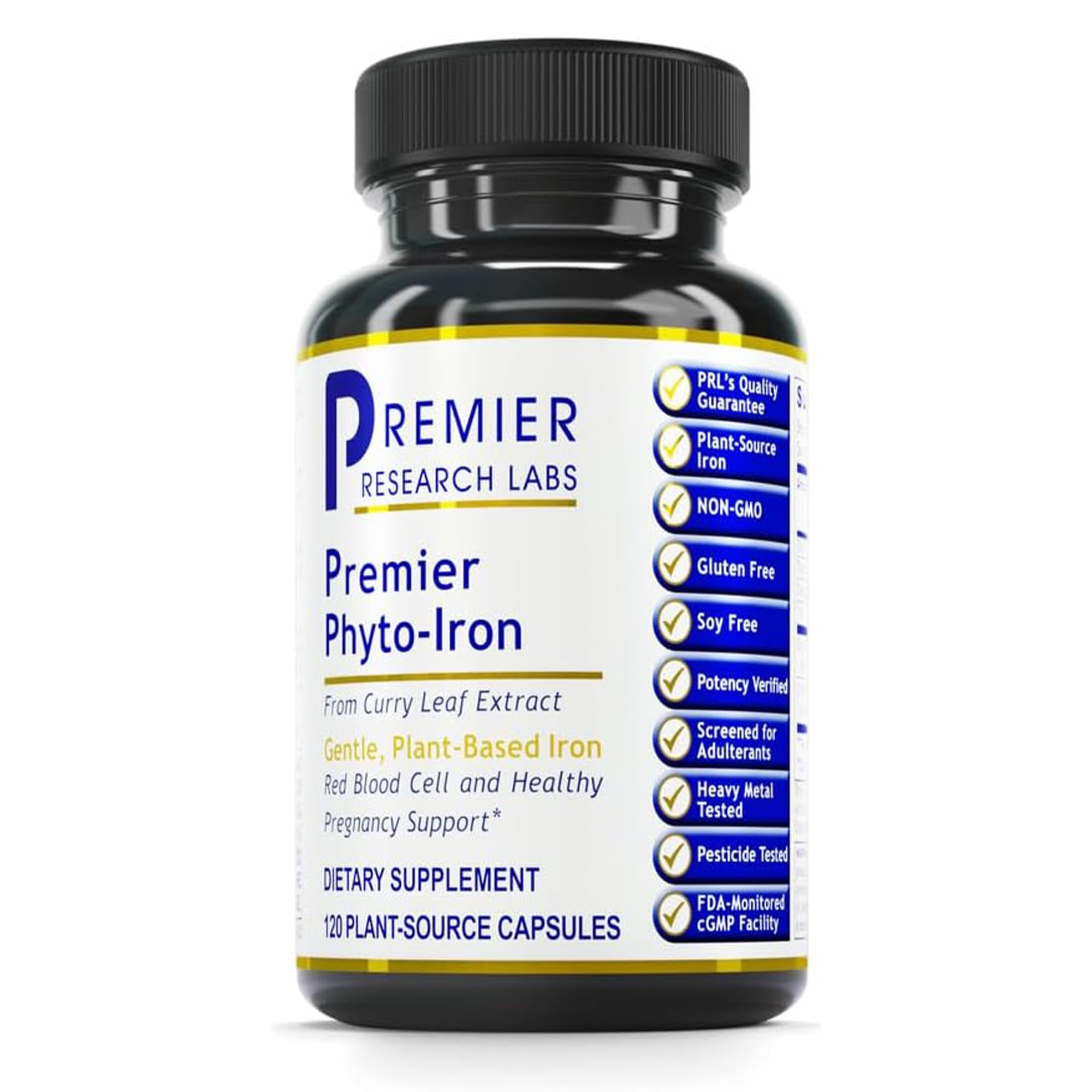 Premier Research Labs Phyto-Iron - Plant Based Iron for Men & Women for Blood Support, Curry Leaves Supplement, Iron Supplements, Non-Heme Iron, 18mg Iron Per Serving - 120 Vegetarian Capsules Premier Research Labs buy supplements canada