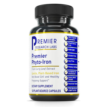 Premier Research Labs Phyto-Iron - Plant Based Iron for Men & Women for Blood Support, Curry Leaves Supplement, Iron Supplements, Non-Heme Iron, 18mg Iron Per Serving - 120 Vegetarian Capsules Premier Research Labs buy supplements canada