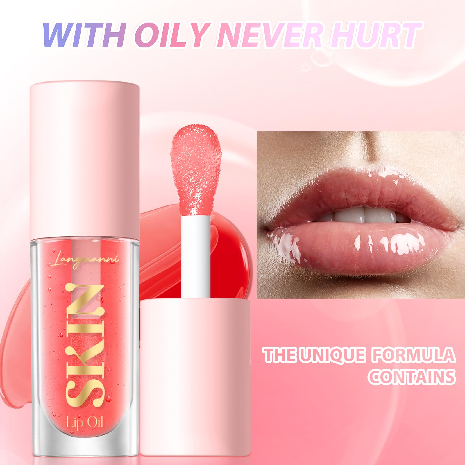 LANGMANNI Moisturizing Lip Oil,No-Sticky Lip Gloss Lip Balm Lip Care,Fruit Flavoured Lip Oil For Dry Lip's Moisturizing Hydrating And Nourishing ((Strawberry)) LANGMANNI buy supplements canada