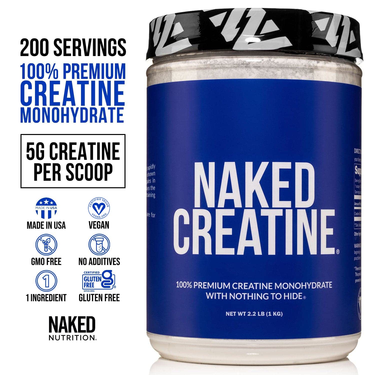Pure Creatine Monohydrate – 200 Servings - 1,000 Grams, 2.2lb Bulk, Vegan, Non-GMO Naked Nutrition buy supplements canada