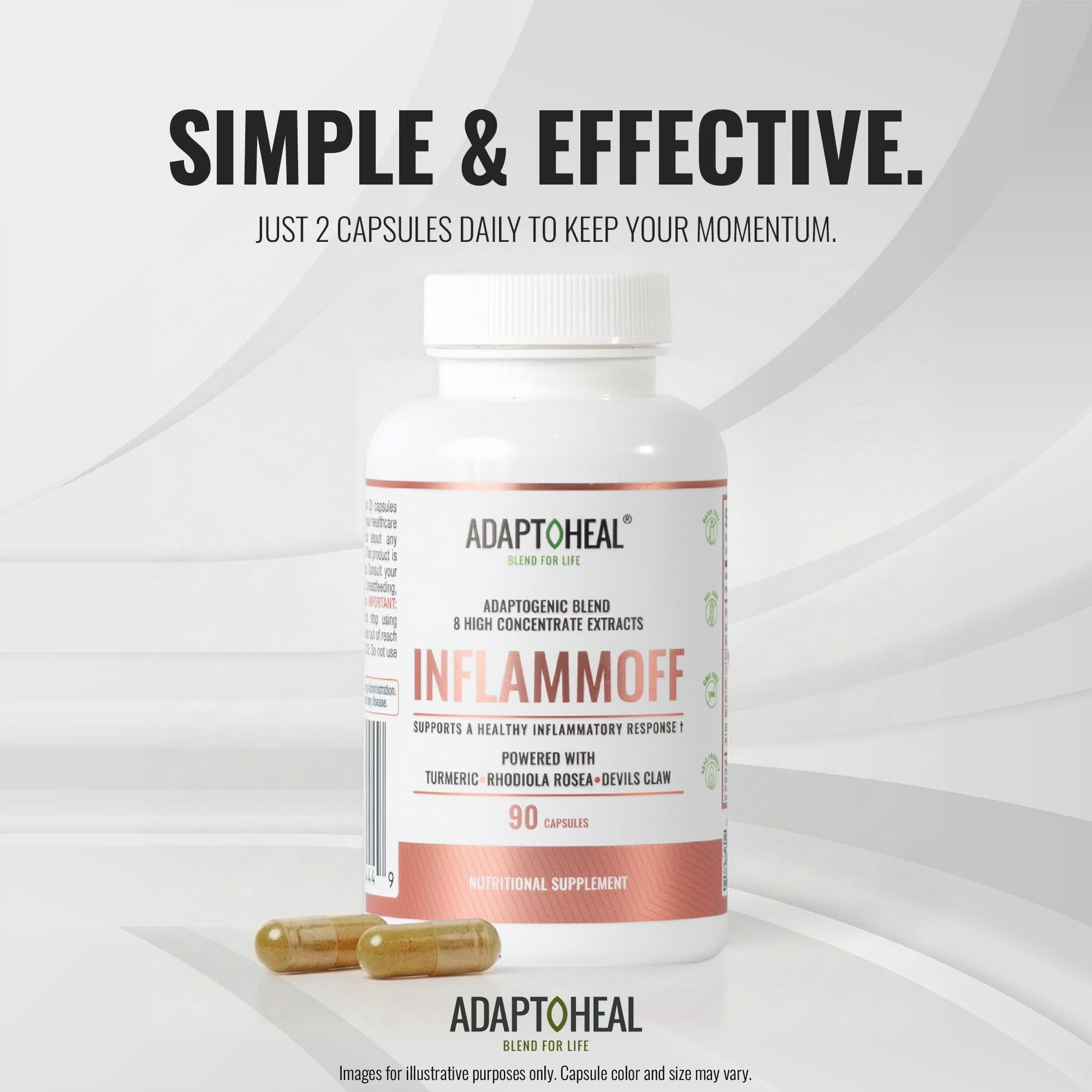 ADAPTOHEAL Inflammoff - Adaptogenic Supplement Designed to Support Joint, Muscle and Tissue Inflammation Naturally, 8 Highly Concentrated extracts with Turmeric and Rhodiola rosea (90 Capsules) ADAPTOHEAL buy supplements canada