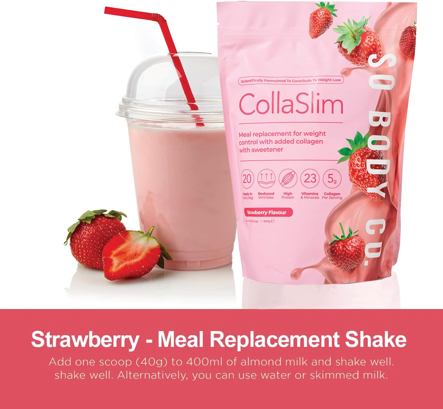 CollaSlim, Meal Replacement Shake with Added Collagen, Vitamins and Minerals, 800g So Body Co buy supplements canada