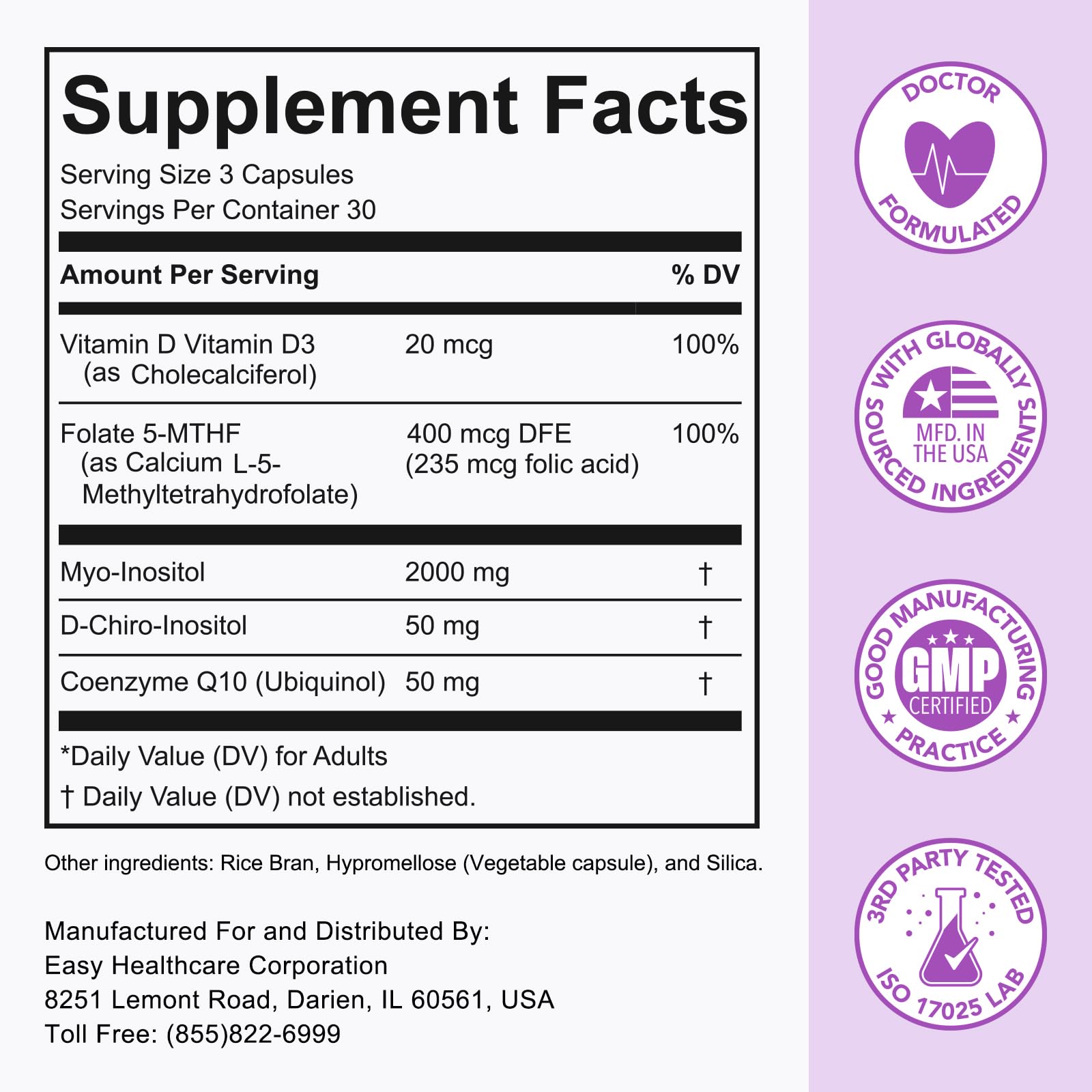 Premom Inositol Plus - 2000mg Myo-Inositol & 50mg D-Chiro Inositol, CoQ10, Folate & Vitamin D3-40:1 Ratio - Supports Hormonal Balance, Ovarian & Reproductive Health - 30 Day Supply Premom buy supplements canada