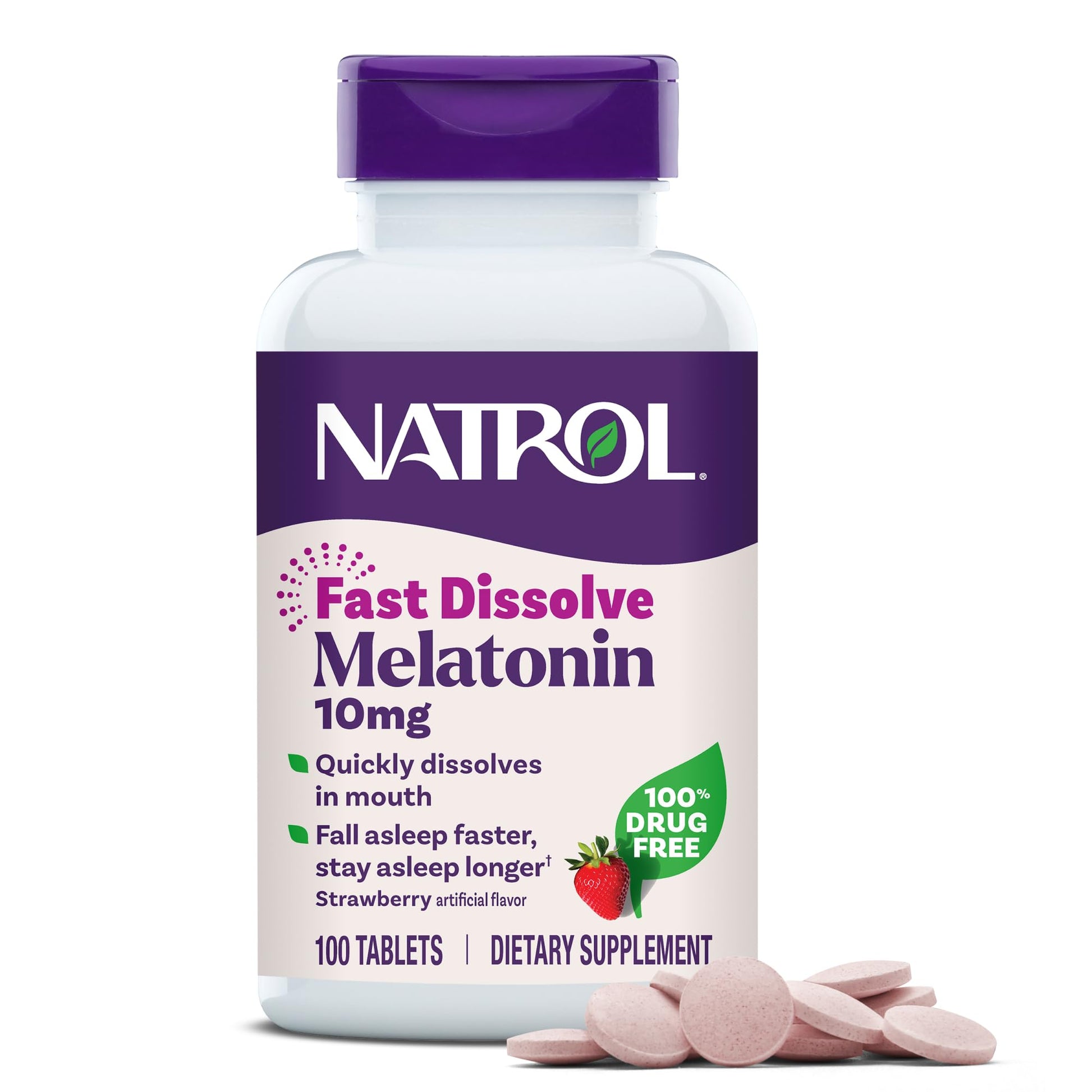 Natrol Melatonin 10mg Fast Dissolve Tablets - Strawberry Flavor, 100 Count, Sleep Support, Fast Dissolve Melatonin for Adults, 100-Day Supply Natrol buy supplements canada