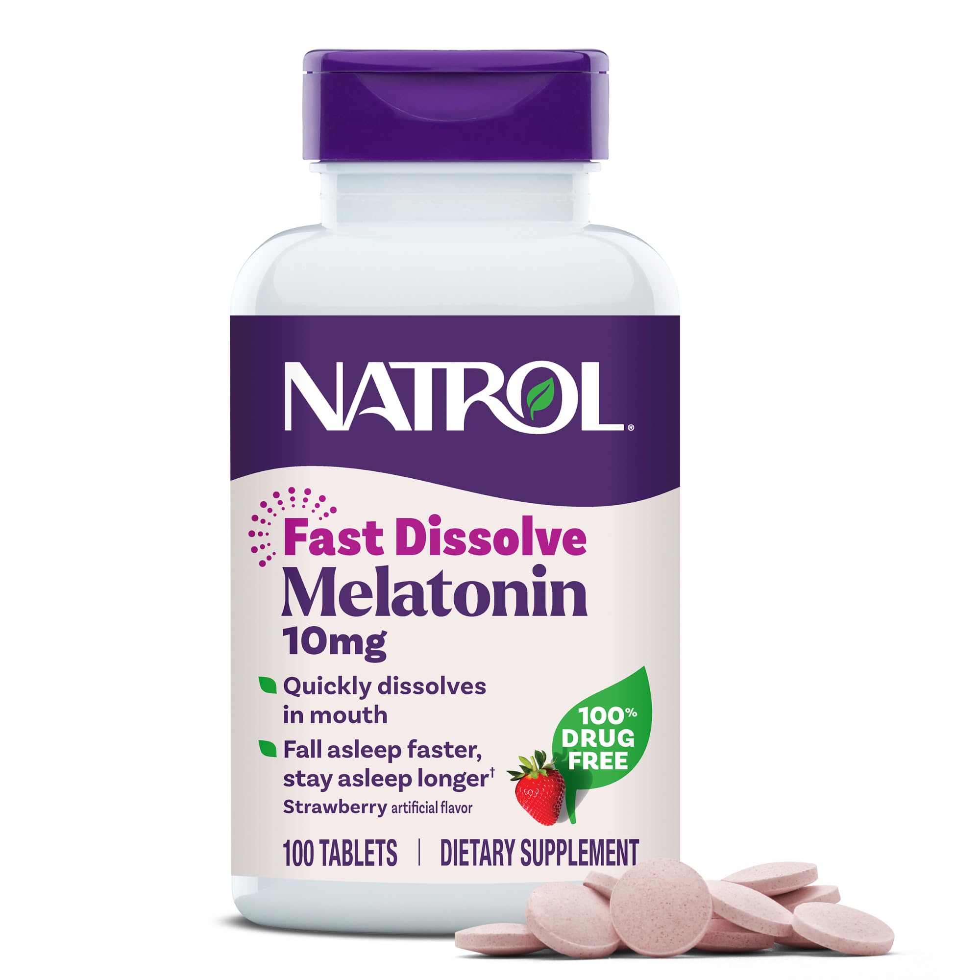 Natrol Melatonin 10mg Fast Dissolve Tablets - Strawberry Flavor, 100 Count, Sleep Support, Fast Dissolve Melatonin for Adults, 100-Day Supply Natrol buy supplements canada