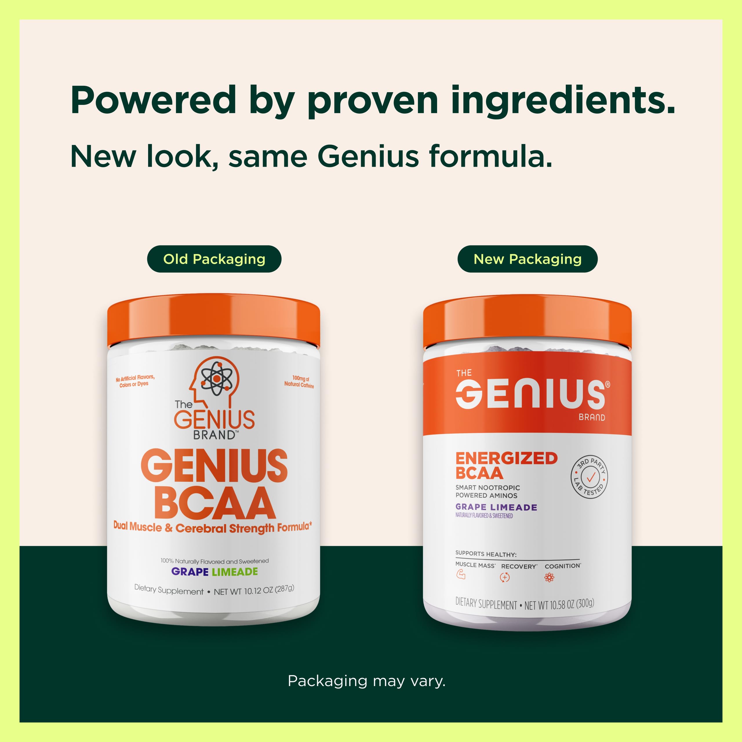 Genius BCAA Powder - 5g Vegan BCAAs L-Glutamine, Cognizin & Rhodiola Muscle Recovery Energy Support 100mg Caffeine Pre, Intra, Post-Workout Nootropic Supplement for Focus & Performance - Grape Limeade The Genius Brand buy supplements canada