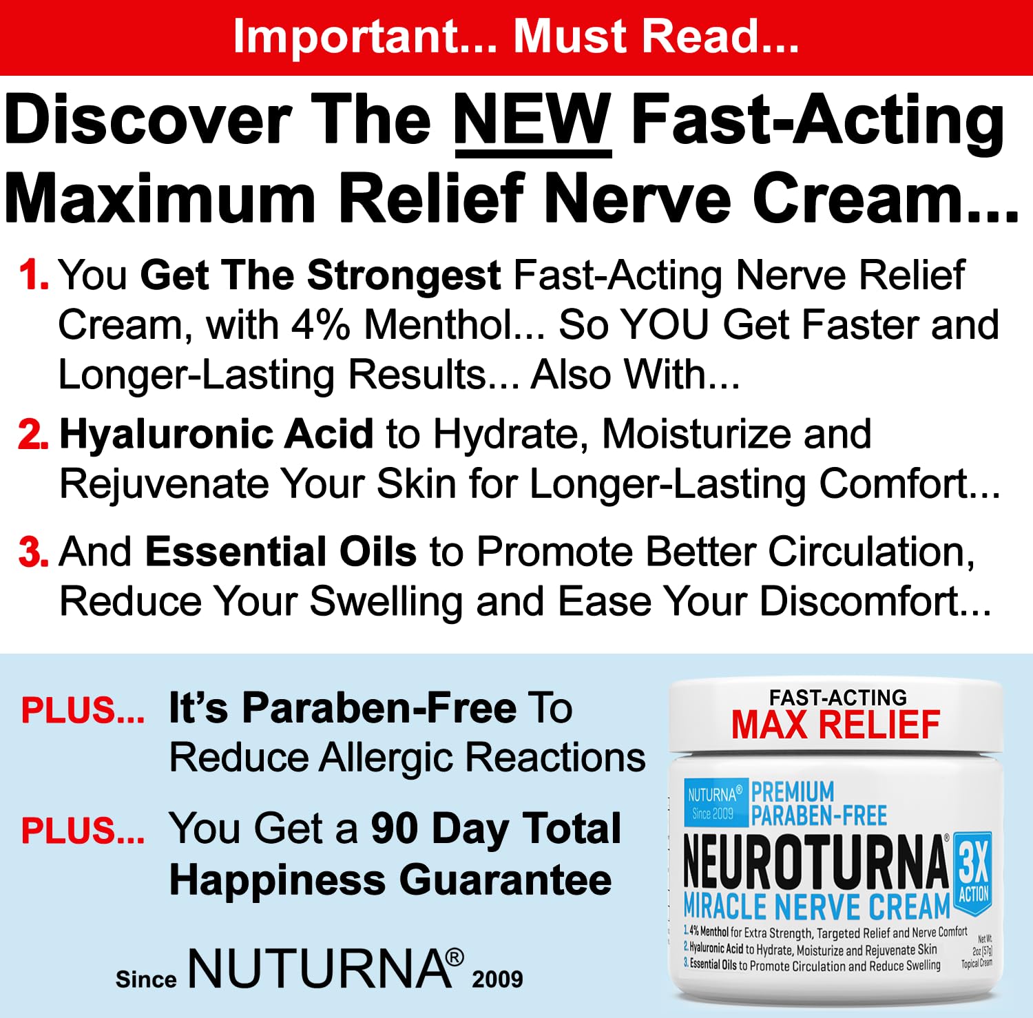 Neuropathy Nerve Relief Cream - Premium Nerve Cream 3X Action for Targeted Relief and Soothing Nerve Comfort - Maximum Strength with 4% Menthol Arnica MSM for Feet Hands Legs Toes & Back - Large 4 Oz Nuturna buy supplements canada