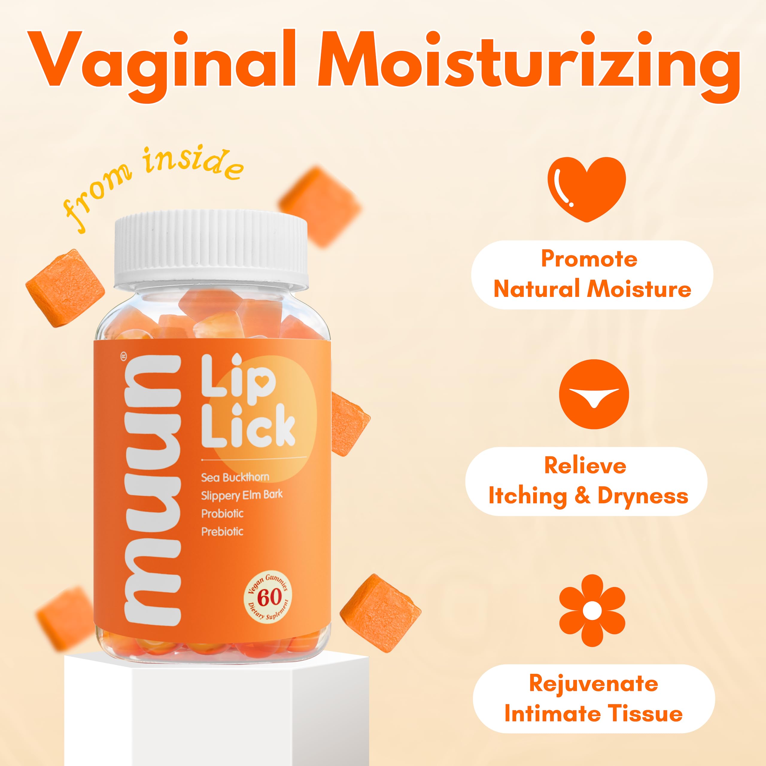 Muun Vaginal Dryness Gummy for Perimenopause Menopause with Slippery Elm Bark, Omega Muun buy supplements canada