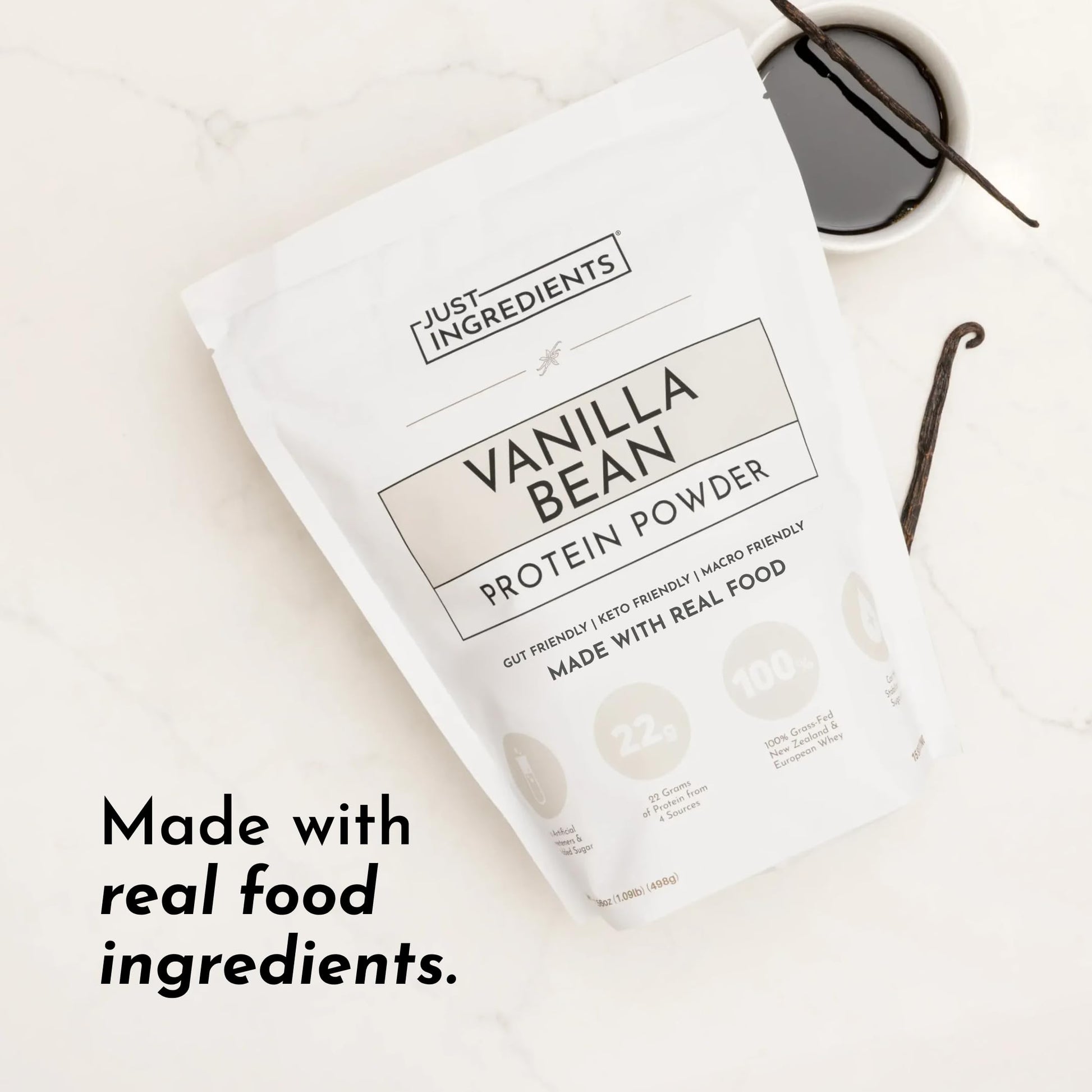 JUST INGREDIENTS Vanilla Protein Powder - Grass-Fed Whey Blend, Organic, Gluten Free, Dairy Free, Soy Free - 15 Servings, 22g Protein JUST INGREDIENTS buy supplements canada